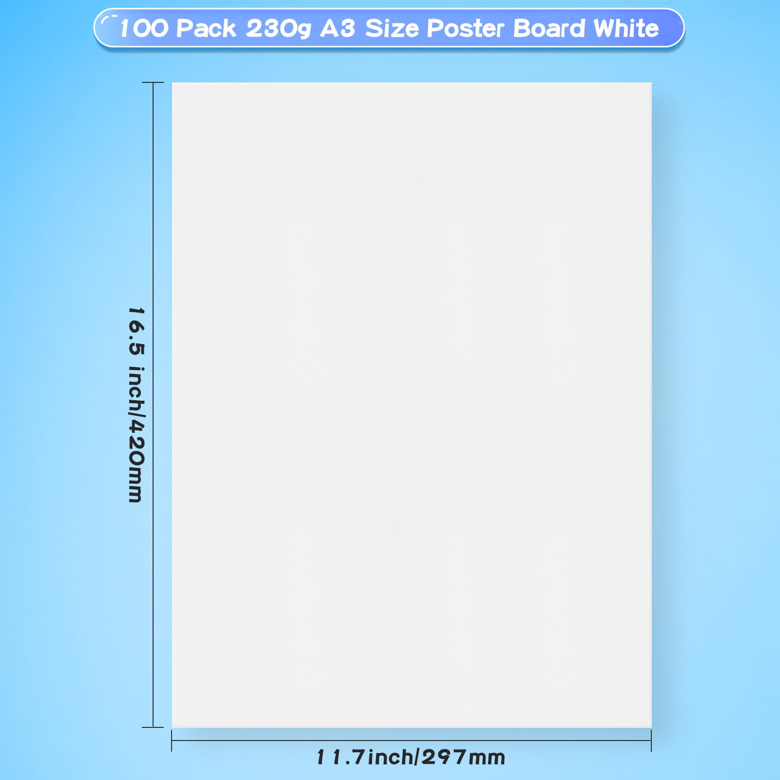 VinTS 100 Stück weißes Posterpapier, 230 g dick, blanko, grafische Anzeigetafel für Schulkunst, Klassenzimmer, Basteln, Ausstellungen und Notizen (100 Stück)