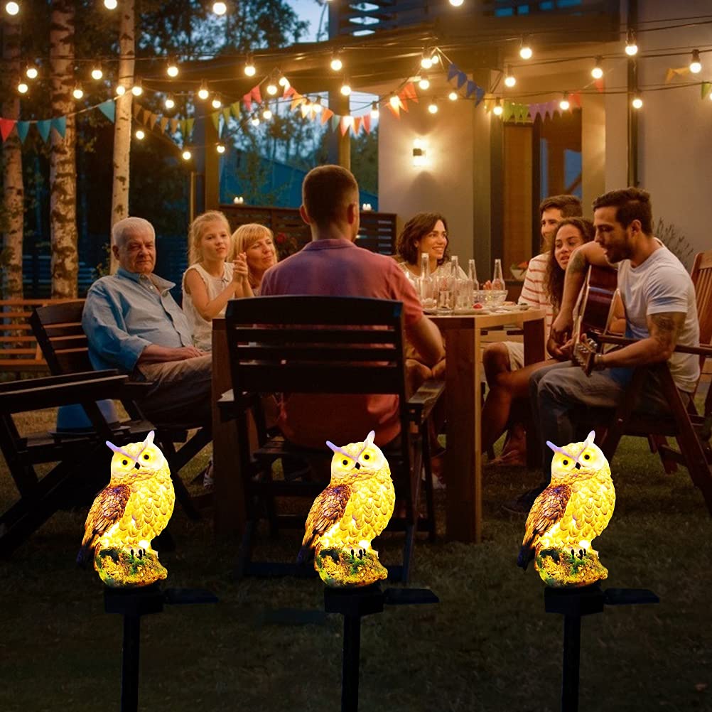 Luci solari a LED, impermeabili, da giardino, con paletto, con gufo di simulazione, paesaggio, per esterni, cortile, cortile, giardino, giardino, prato
