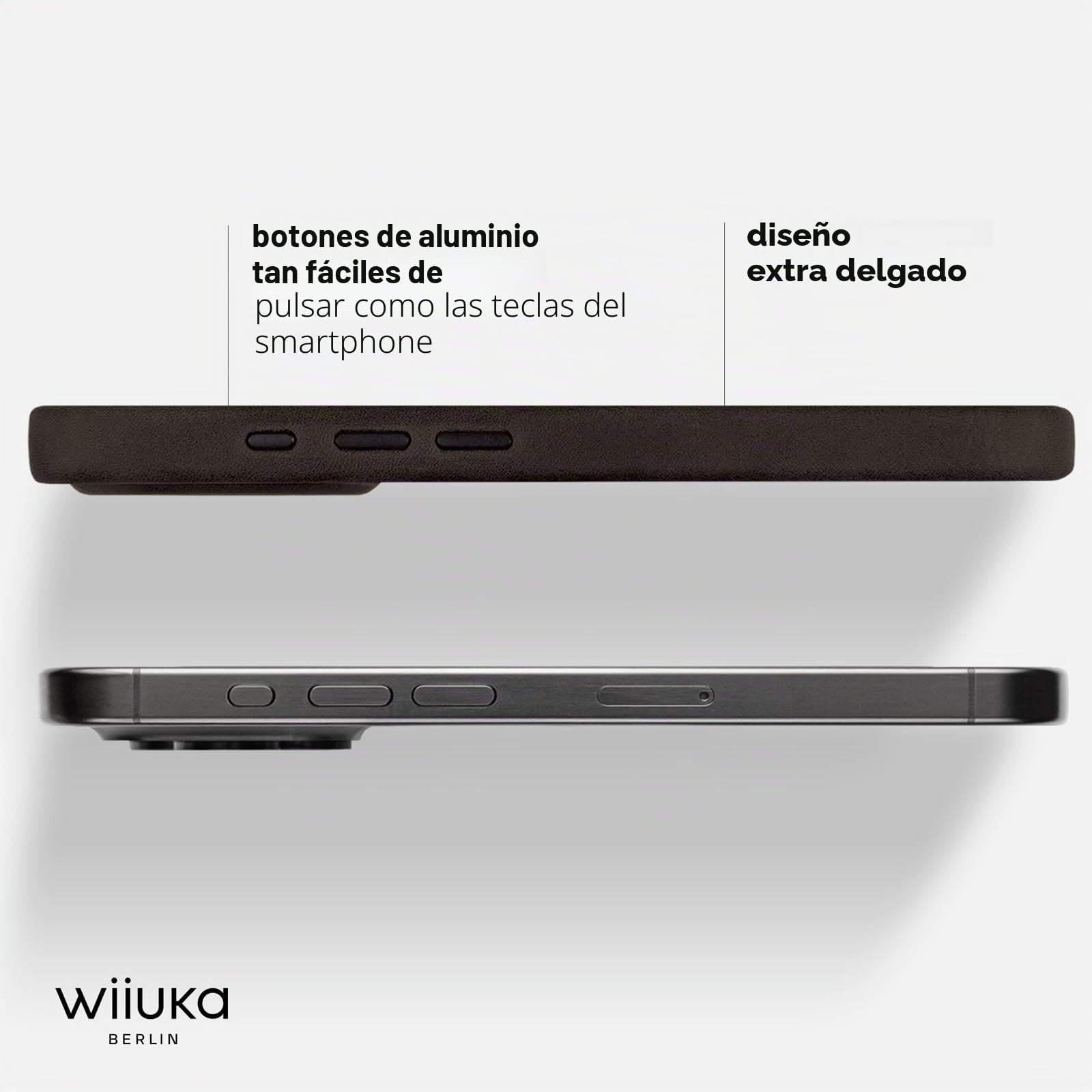 WIIUKA Funda para iPhone 15 Pro, Piel de Alemania Extrafina, Premium para Teléfono Móvil, Qi, Marrón Vintage