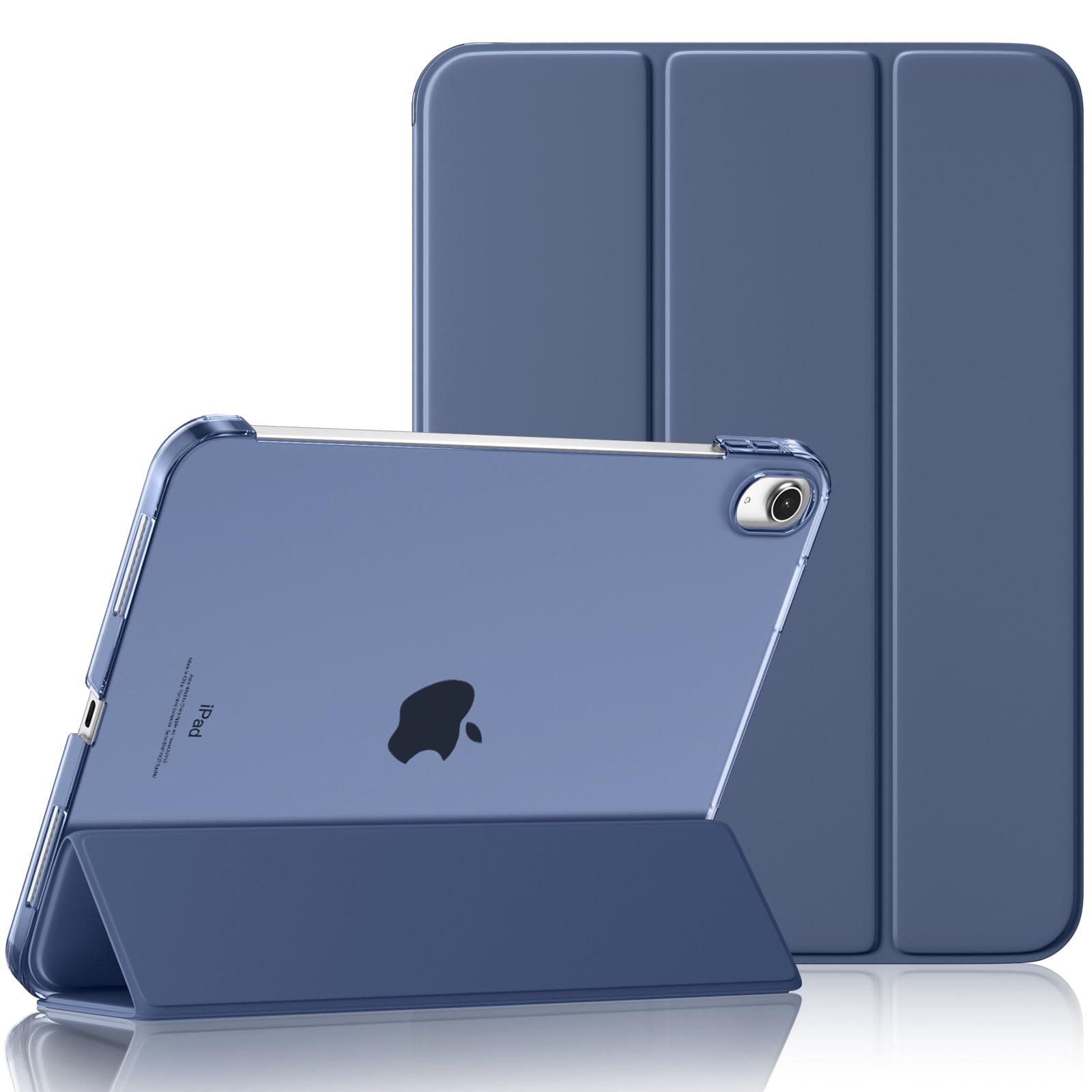 Custodia per iPad di decima generazione da 10,9 - Anno: 2022 - Con e senza portapenne - Sottile pelle di vacchetta blu - Con funzione Sleep/Wake - Italia