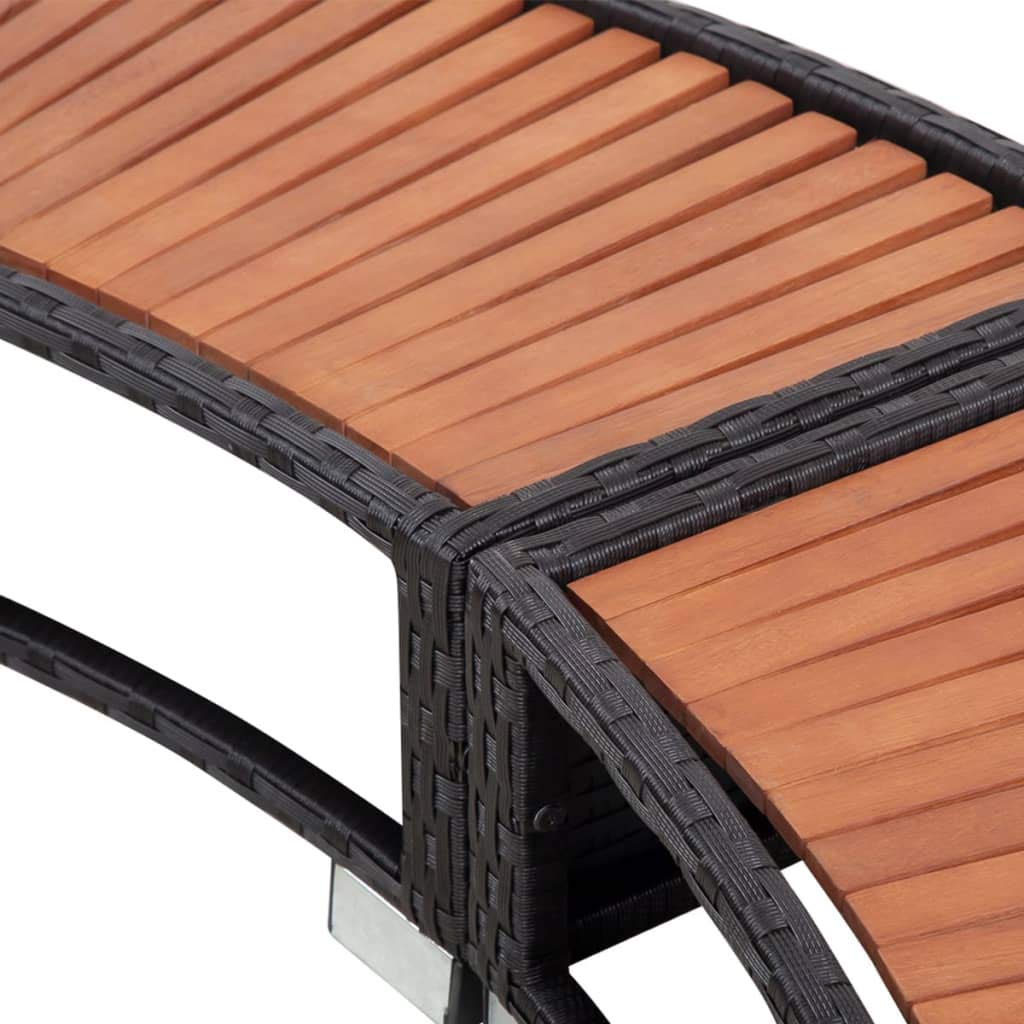 Hommdiy Whirlpool Umrandung mit Stauraum Rund Poolumrandung Poolverkleidung für Spa Grau Poly Rattan Stahlrahmen Eukalyptus-Hartholz (Schwarz)