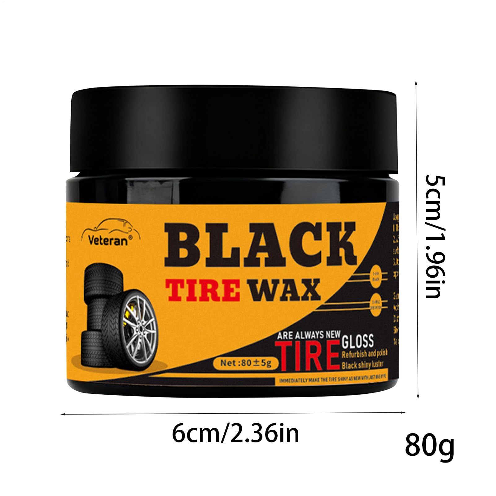 Générique Car Tire Care Wax - Tire Shine | Tires Retreading Black Wax | 80g Restorer Detailer Paste | Tyre Shine for Cars for Auto Truck Motorcycle Boat Automotive RV Detailing Rim