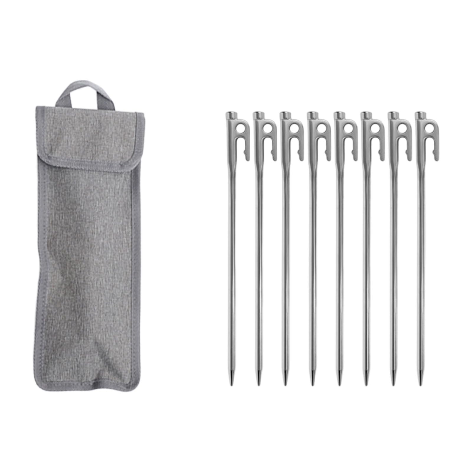 Piquet de tente en acier inoxydable avec sac de jardin, piquets de pelouse, camping en plein air pour fixations, tentes, bâches, auvents, ancrages au sol pour