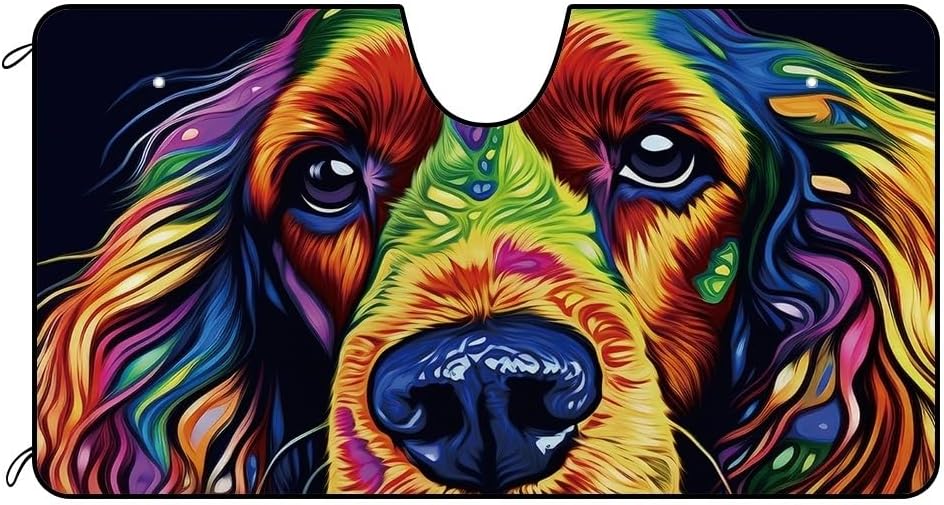 Pet Windshield Sunshade Cute Spaniel English Cocker Dog Vehicle Front Windshield Sunshade UV Rays Reflector Sun Protector Keep Vehicle Cool 51x26.8 Inch Style 4
