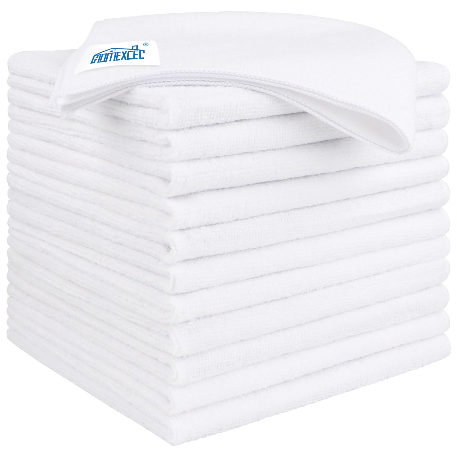 HOMEXCEL White Microfiber Cleaning Cloths, 12 Pack, 16 x 16 inch, Ultra Absorbent, Lint Free, Streak Free, Car, Kitchen, Window, Machine Washable-image-9