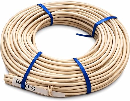 Natural Rattan Core, Spline for Chair Caning, Basket Weaving, Aromatherapy 5MM Natural Round Spline - 105 feet
