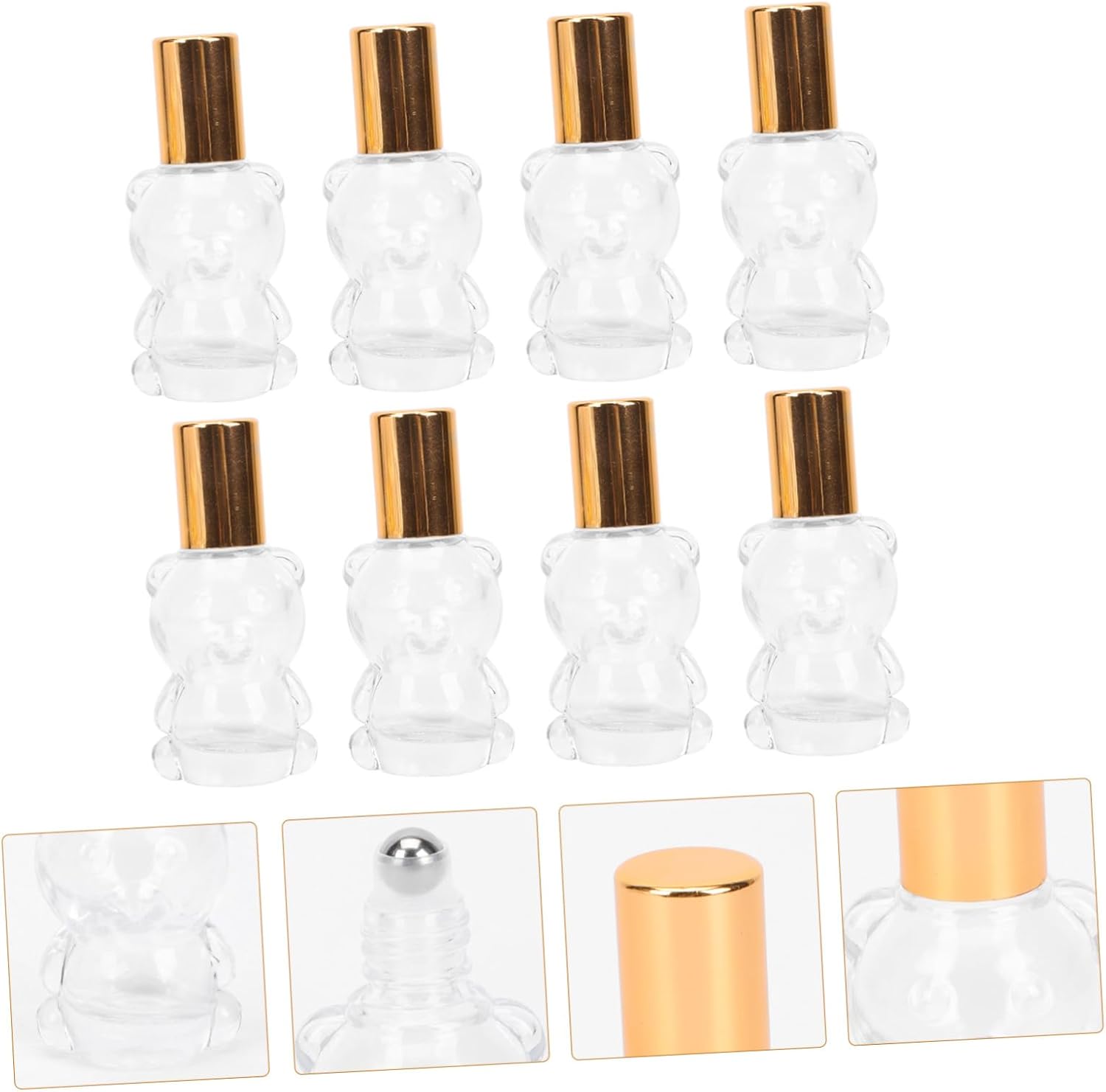 DOITOOL 8pcs Roller Bottle Perfume Bottles Bottle for Oil Roll- on Bottles Mini Perfume Lip Gloss Containers Empty Roll- on Bear Lip Travel Small Glass Cosmetic