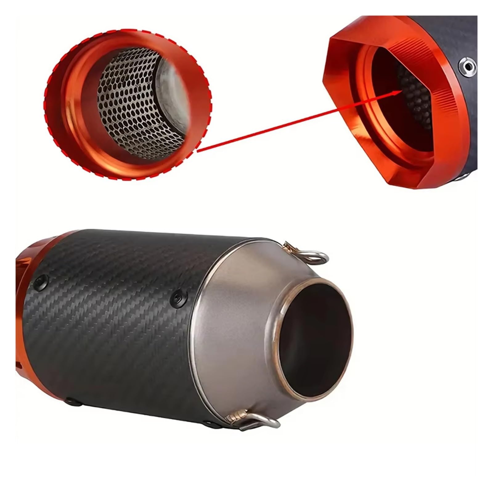 silencioso escape moto Para CB300R Para MT07 Para Z1000 Para Ninja400 | Tubo de escape de escape 51 mm/60 mm Universal A Silenciador escape de fibra de carbono de carreras(B2)