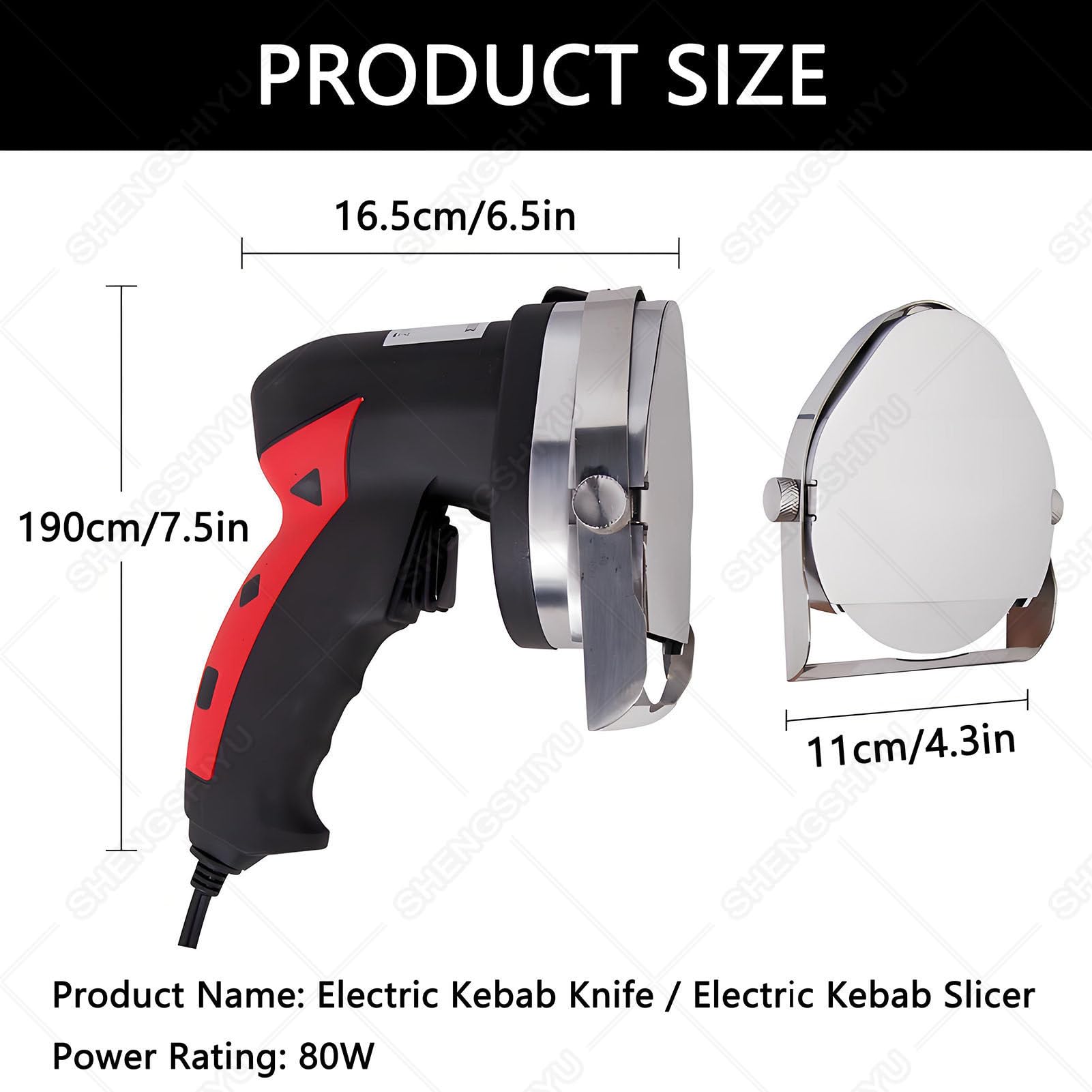 Coltello Elettrico da 80W per Kebab e Kebab con 2 Lame
