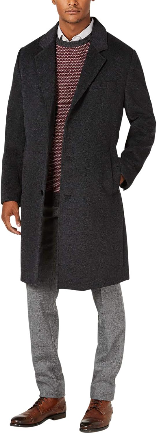 LONDON FOG Men's Classic Fit Overcoat Signature Wool Blend Top Coat
