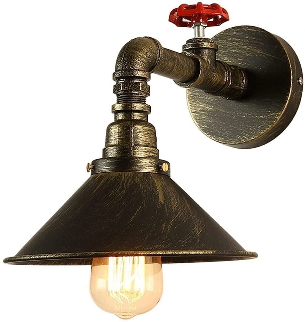 Aplique de pared retro E27 de tubería negra para iluminar el patio