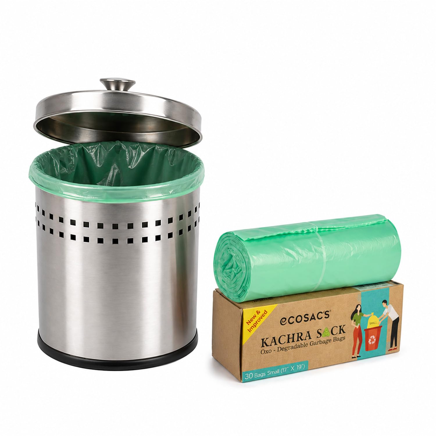Kachra Sack | Garbage Bags With Ties |Degradable | Trash Bags | Small Size | 17 x 19 Inches | 30 Rolls Each| Leak Proof | Eco-Friendly |Pack of 1-image-3