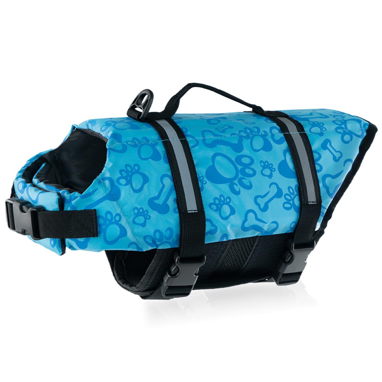 FANSU Dog Life Jacket Adjustable, Safety Floatation Vest Coat - Pet Life Preserver with Handle - For Swimming, Surfing, Boating - All Breed Sizes - L, Blue Skull