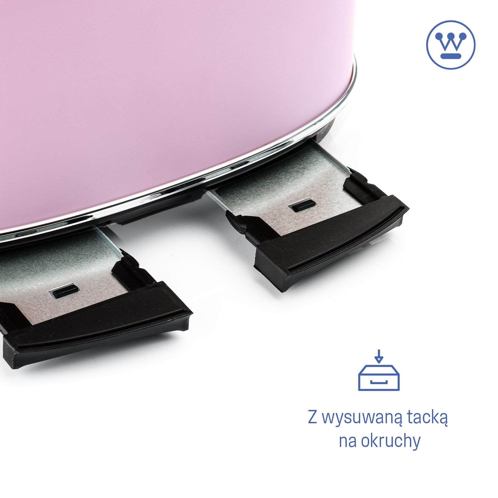 Westinghouse Retro toster, 4 kromki, bardzo szerokie szczeliny, ruszt do podgrzewania, 1750 W, różowy