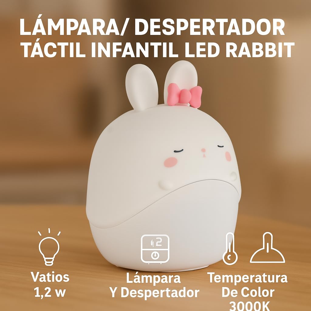 M Ledme - Nachttischlampe/Wecker mit Touch-Funktion für Kinder, LED, 3000 K, warme Temperatur 3000 K, Opal-Finish, LM9210