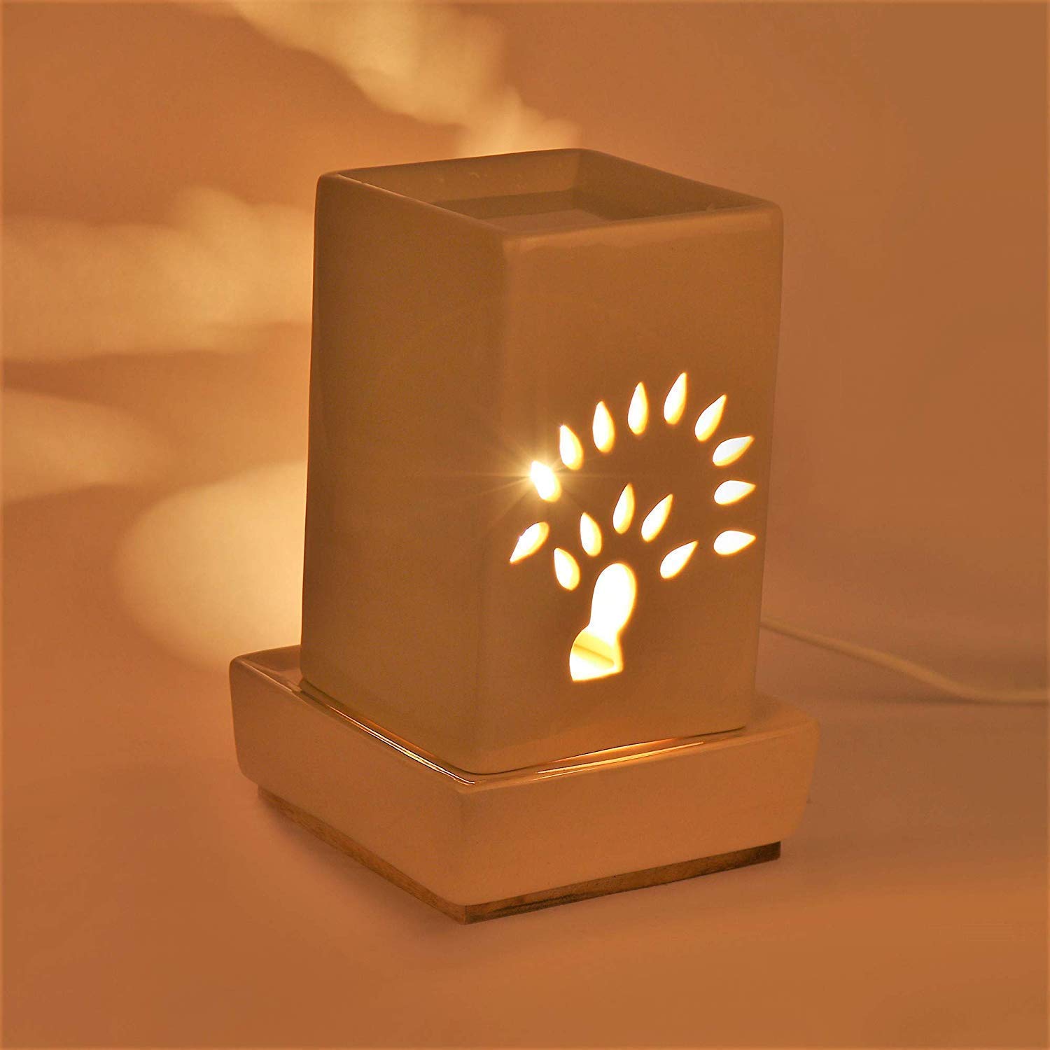 Sponsored Ad - Pure Source India Clay Ceramic Electric Aroma Burner Square Shape with 10 ml Oil Lemon Grass (Off-White), 6 x 8 (PSI-EA-003LGNEW)