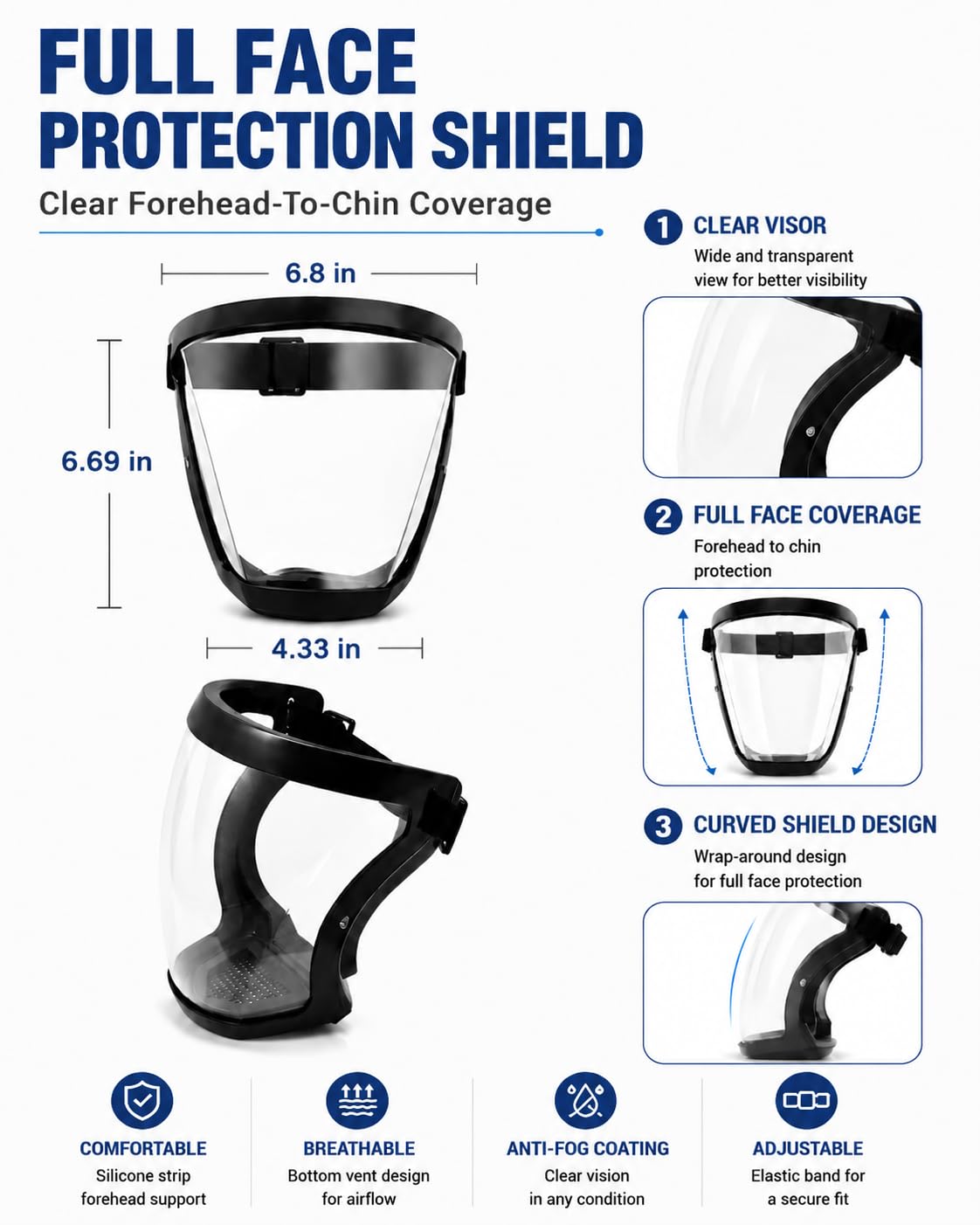 Clear Face Shield - Full Face Protection for Work -3 Clear Face Shield - Full Face Protection for Work -3