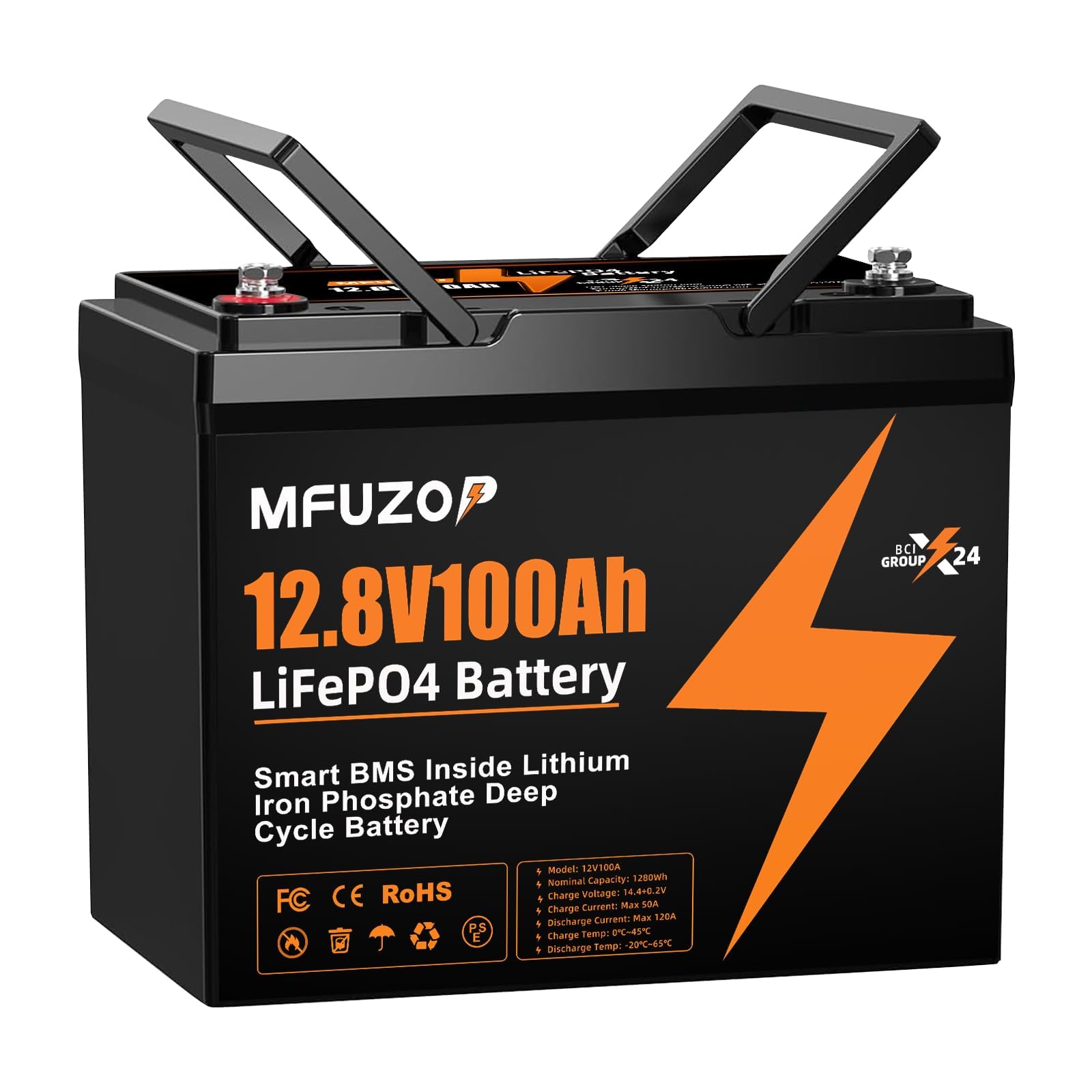 値下げしました！ MFUZOP LiFePO4バッテリー 12V 100Ah MFUZOP 12V 100Ah LiFePO4 battery, 100A BMS, 8000+ cycles deep
