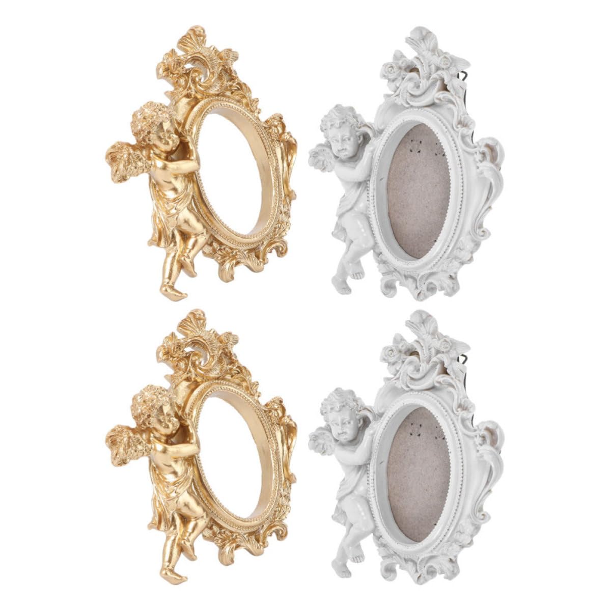 Cadre photo ovale rétro YARNOW en résine, lot de 4 pour table et décoration chic