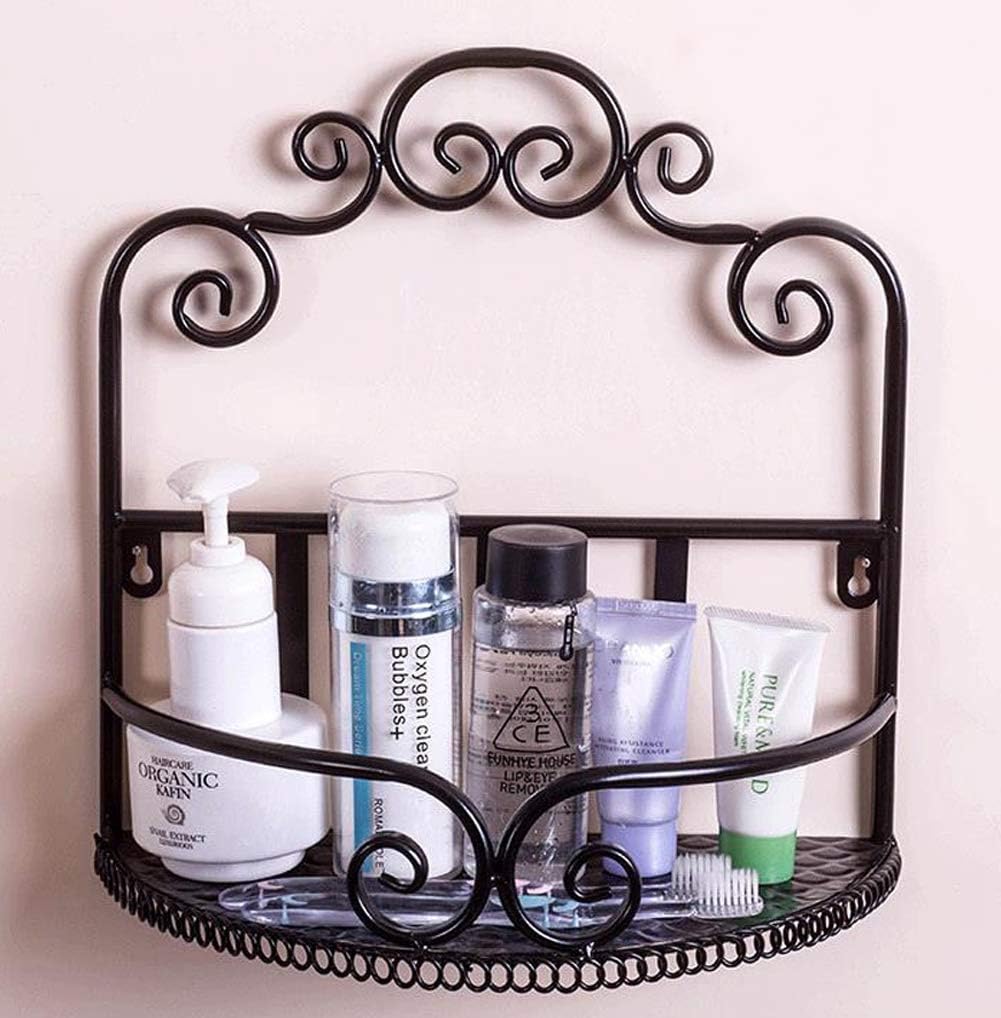 Bathroom Iron Black Wall Mounted Shelf Iron Rustic Wall Shelf Organize