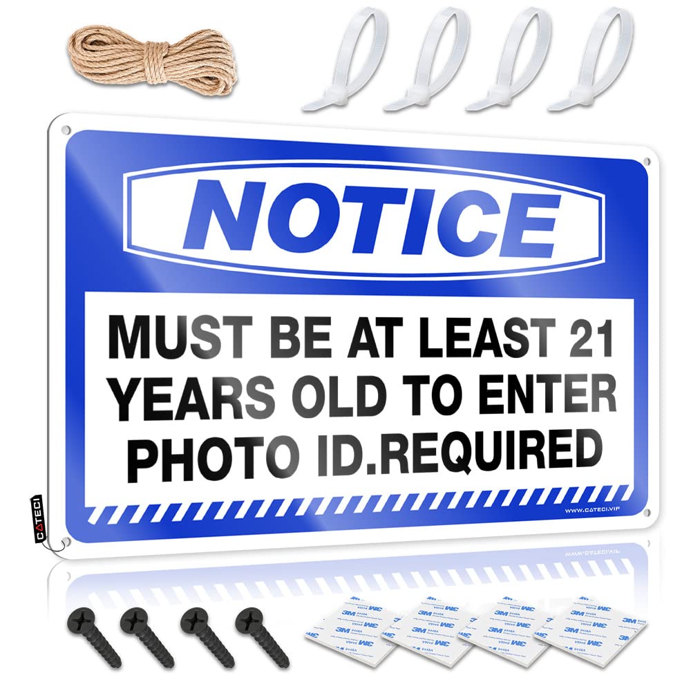 IBWNBBUSN Stuff For Boys Room Notice Must Be At Least 21 Years Old To Enter Photo Id.Required Tin Sign Funny Poster Sign Man Cave Rules