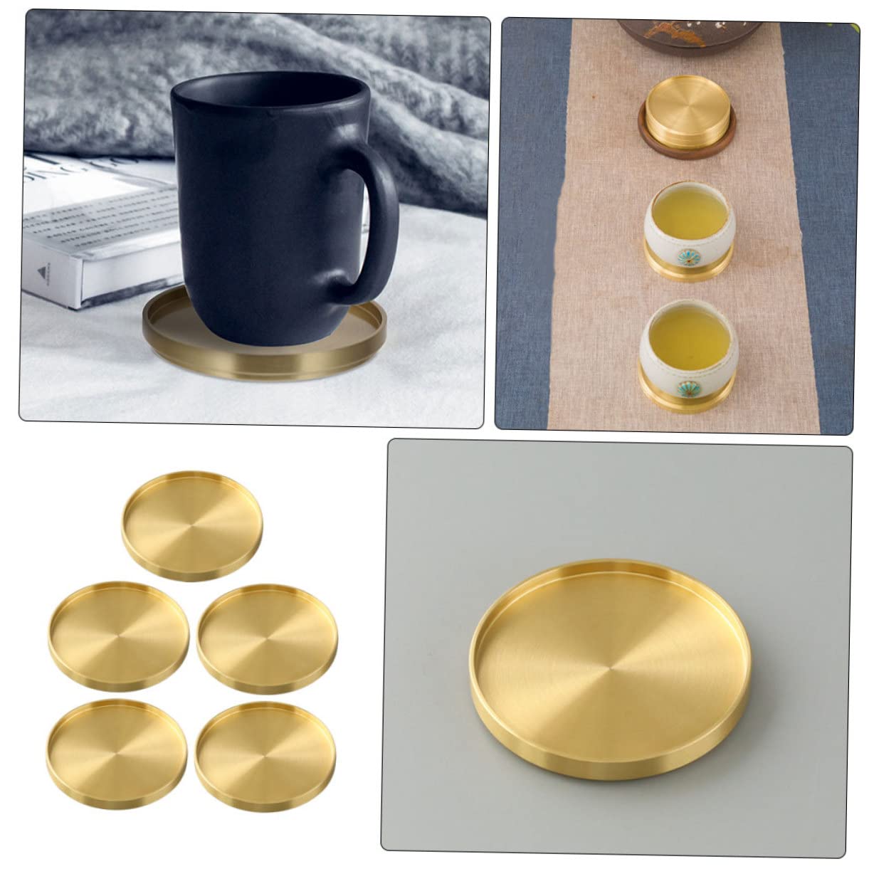 5 Stück Kaffeeuntersetzer aus Messing und Kupfer, Weihnachten Geschenkideen