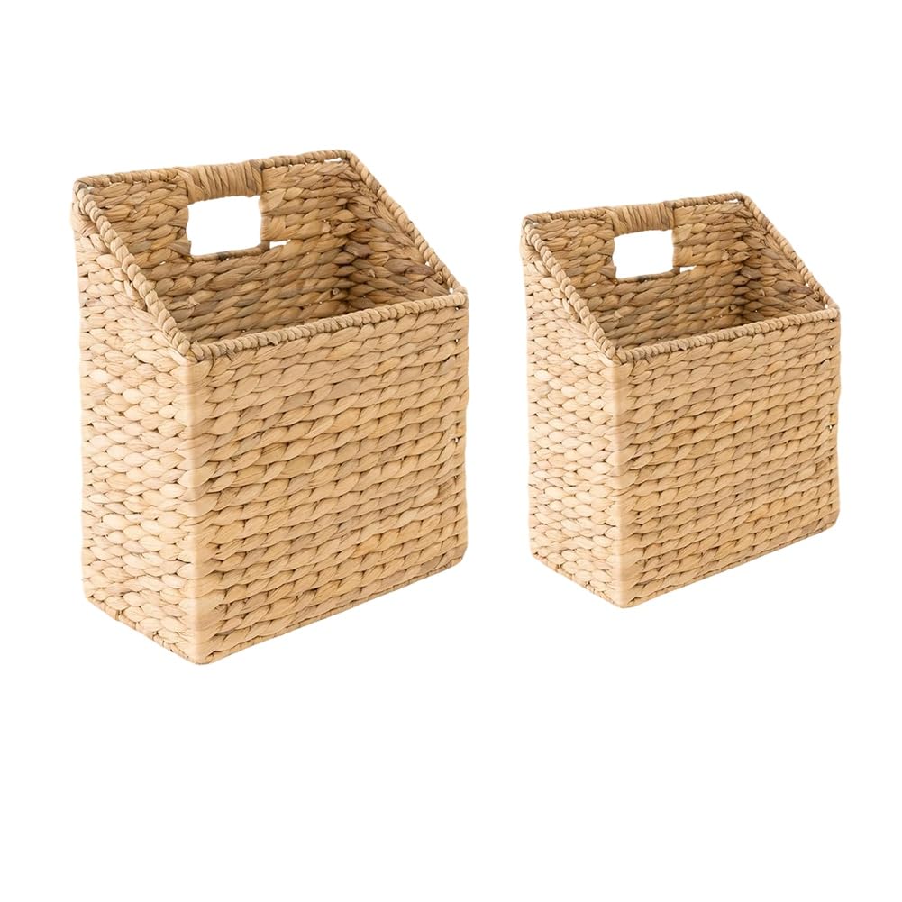 Hndhbfgrt Wall Mounted Wicker Baskets,Set of 2, for Hanging Storage Baskets for Accessories and Organizing Files, Mail Baskets