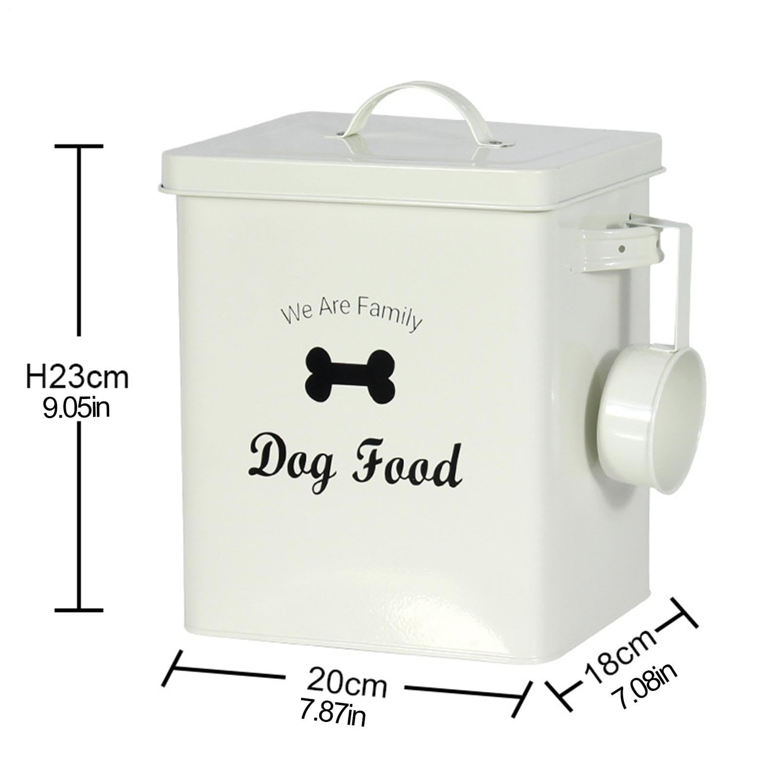 Contenitore per alimenti per animali domestici - 23 x 20 x 18 cm (capacità | di 3 kg) Contenitore in latta ermetico e poco ingombrante con coperchio | Scatola di per cani da banco, secchio