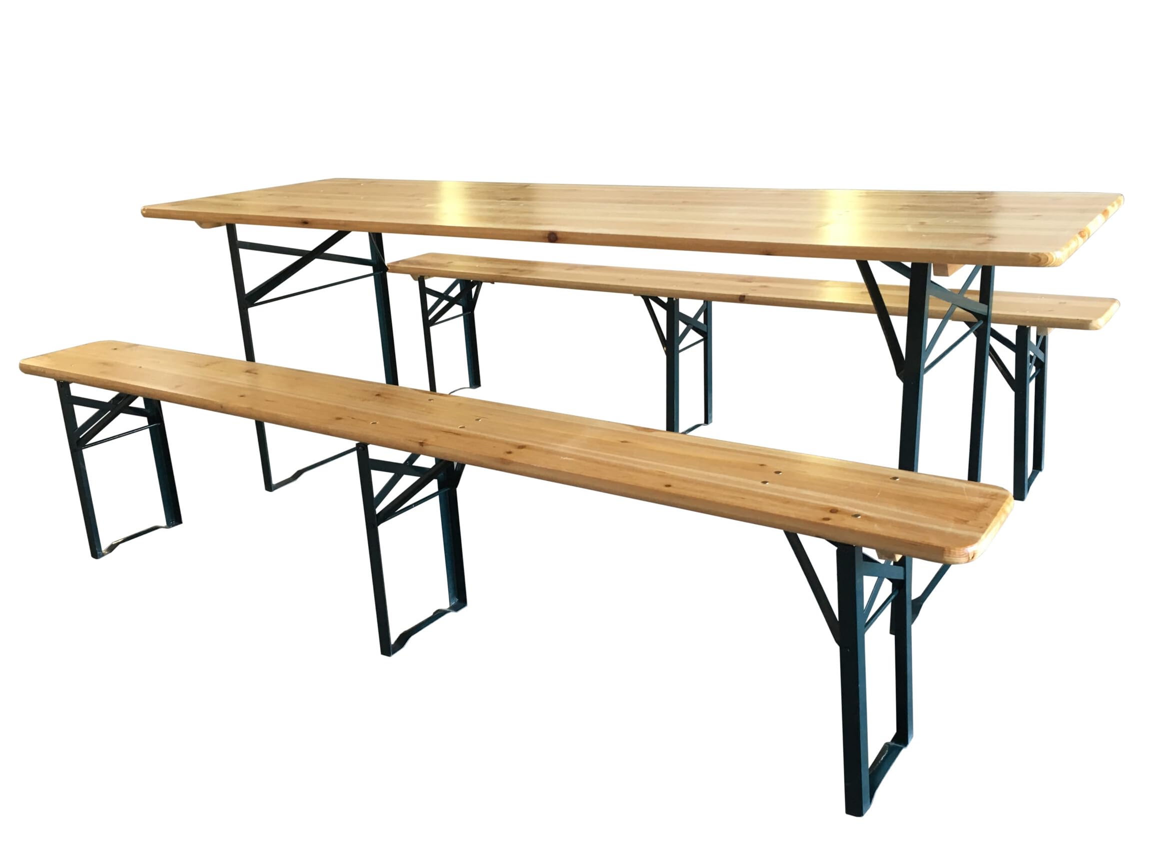 Set Birreria Tavolo + 2 Panche in Legno Naturale Richiudibile Salvaspazio 80x220 cm