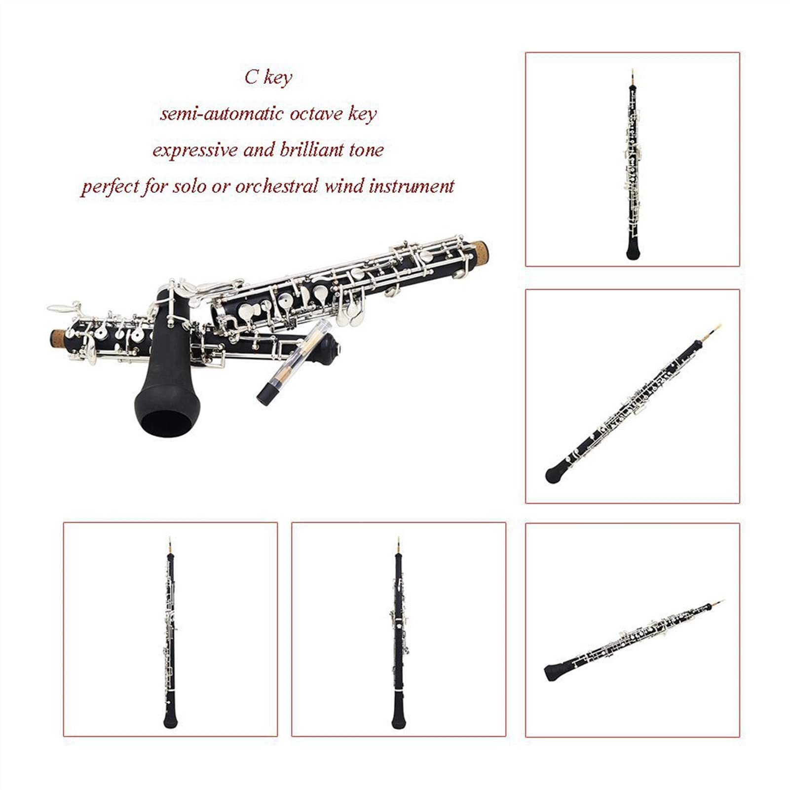 Strumento Oboe Professionale Oboe C- Chiave Strumento A Fiato Rame- Nichel Argentato con Accessori E Borsa in Pelle Principiante di Oboe
