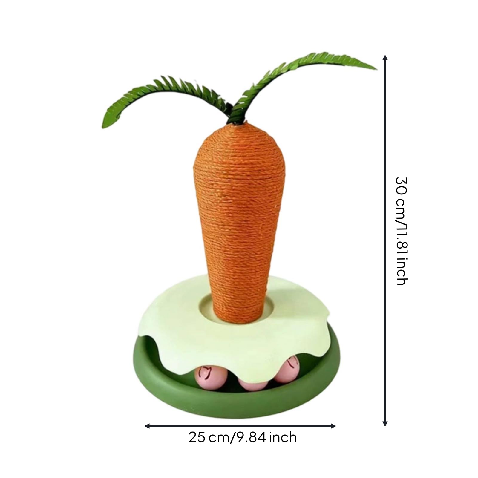 Griffoir avec Jeu Balles en Corde Sisal Griffoir Vertical Carotte Interactif Poteau à Griffer avec Circuit pour Chats D'intérieur, Chatons, Carotte, Grand