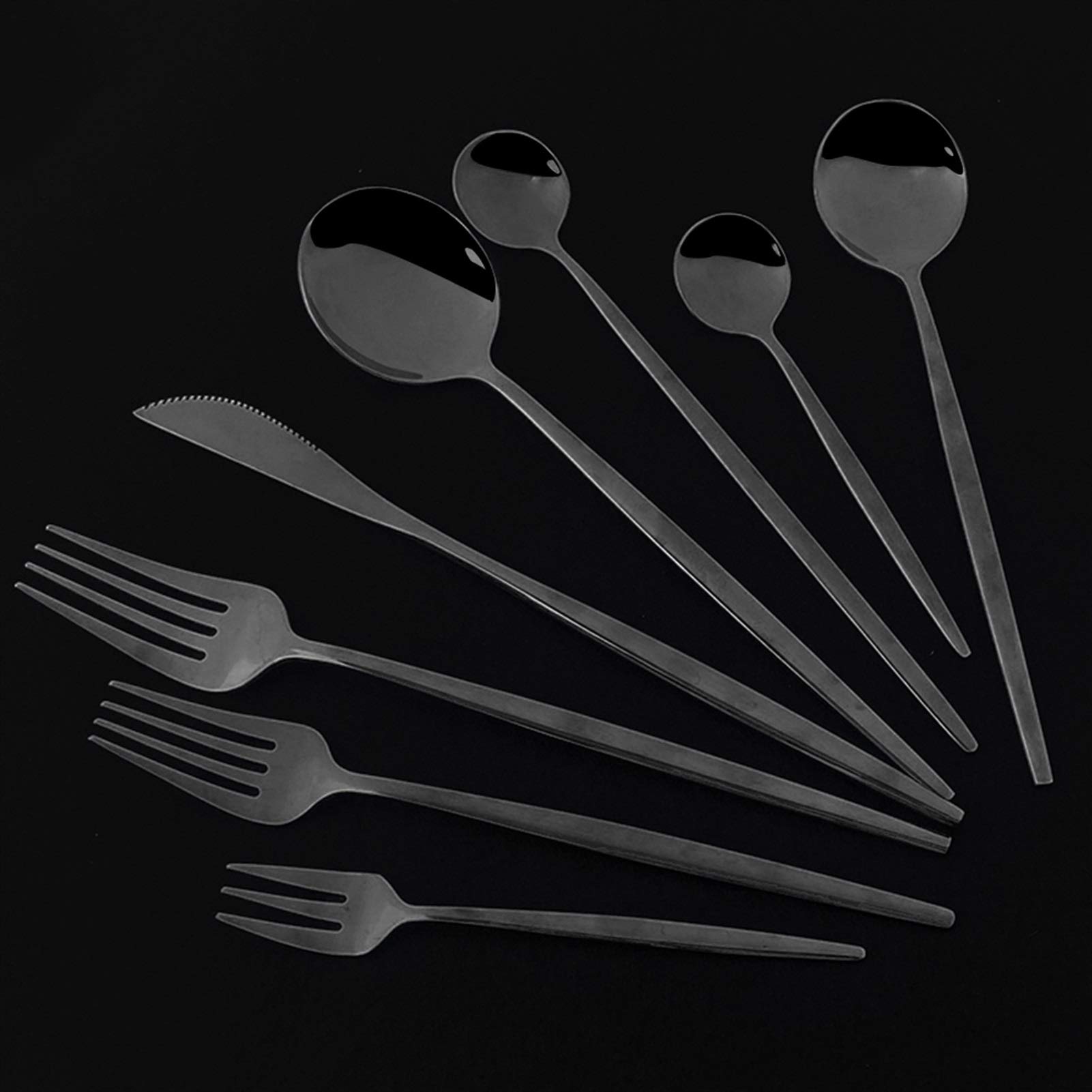 Couverts de vaisselle de luxe Noir Set 18/10 en acier inoxydable à couverts de la fourche de la fourchette de la fourchette for la cuillère de cuisine de cuisine (Color : 4Pcs White Gold)