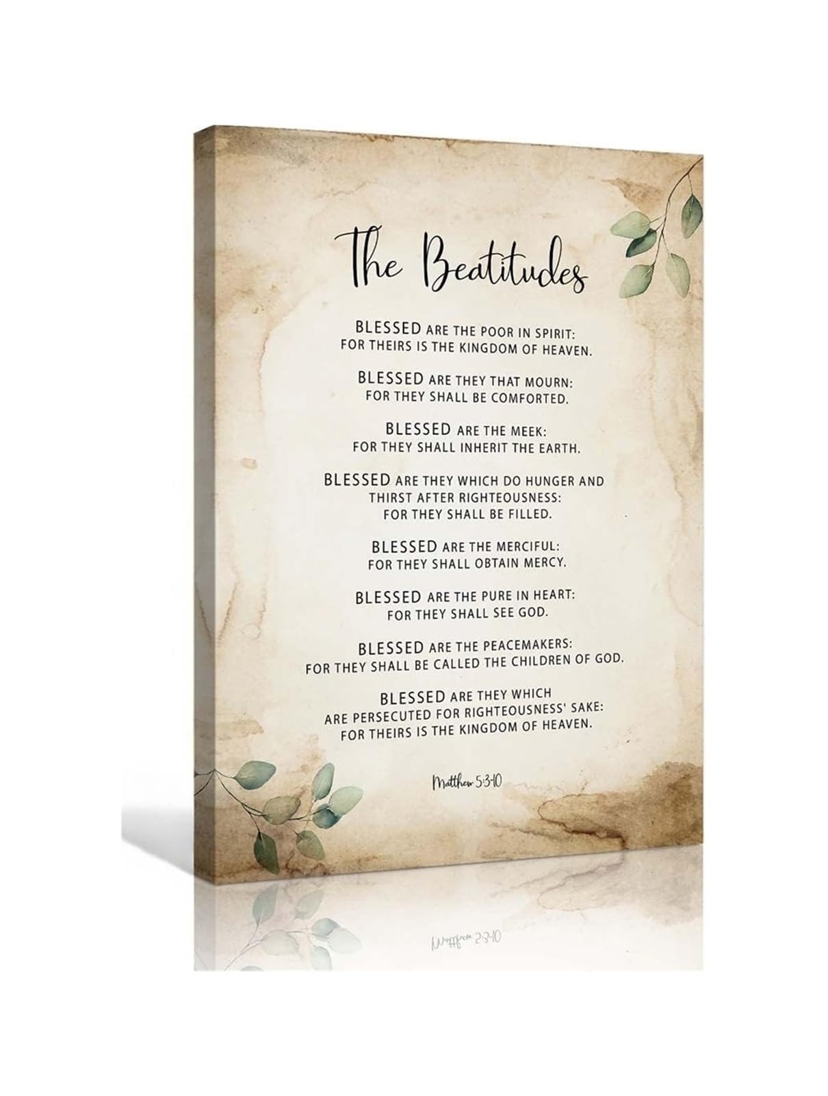 FNYUVNFAF Christian Scripture Print The Beatitudes Matthew 5 3 10 Bible Verse Wall-Art Bedroom Kitchen Decor Gift
