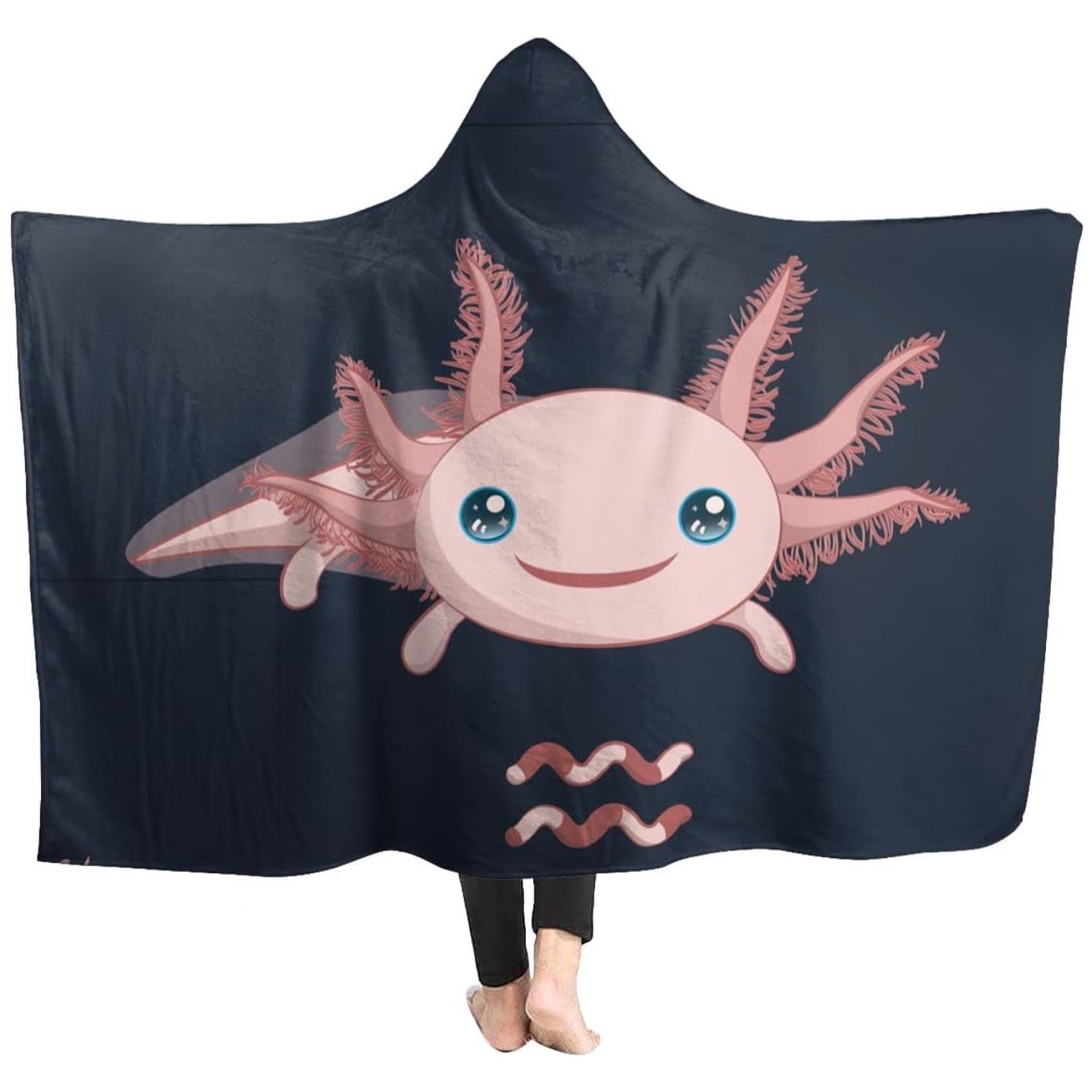 Couverture axolotl à capuche en flanelle douce, plaid haut de gamme 130cm