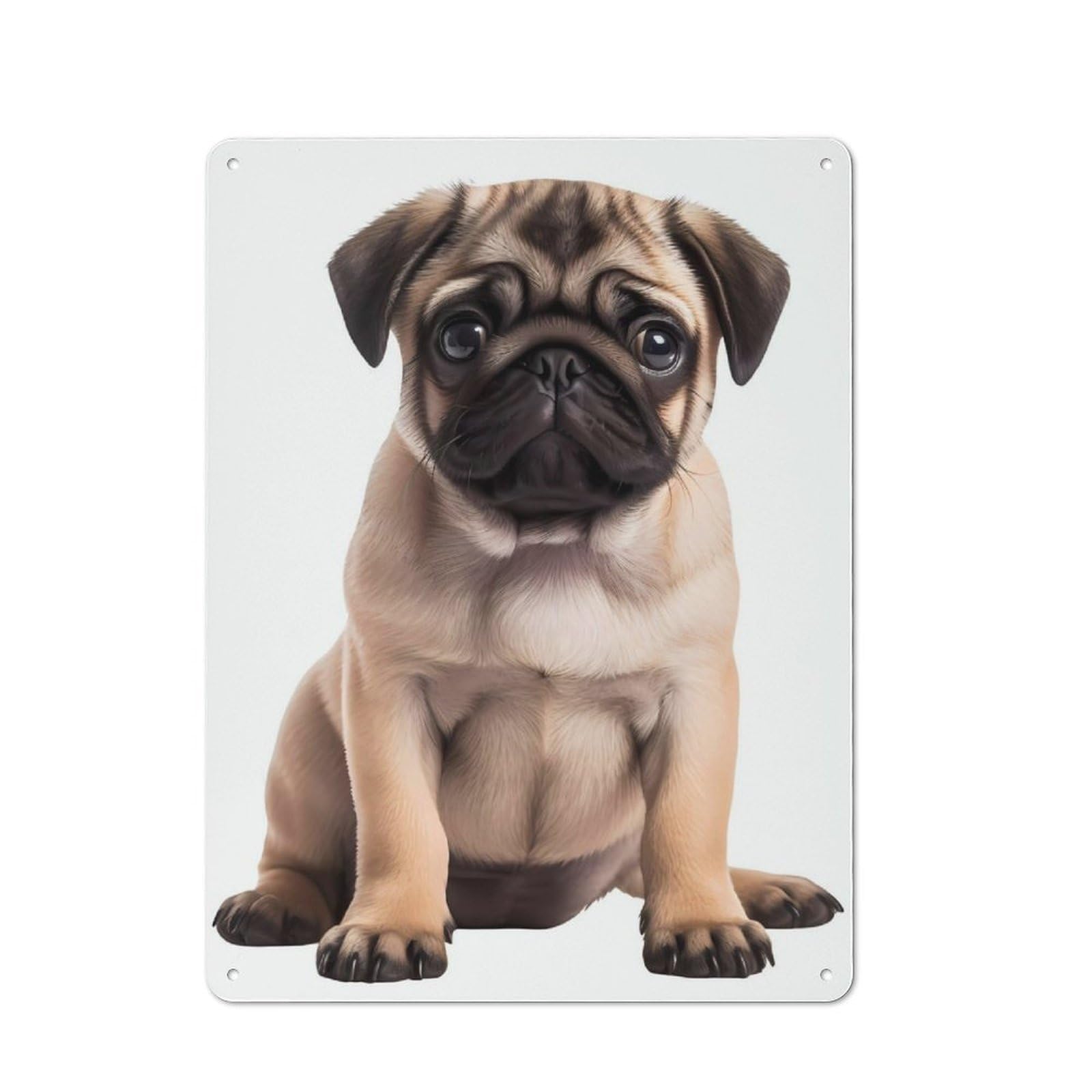 Junmoney Pug Vintage Tin Sign 40X30cm For Dining Room Or Kitchen, Suited To Dining Room Decor Fans
