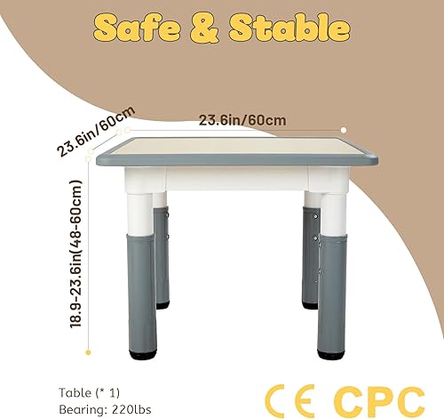Miniatura 2 de FUNLIO Juego de mesa y 2 sillas para niños de 3 a 8 años, juego de mesa y sillas para niños pequeños de altura ajustable, fácil de limpiar, mesa de