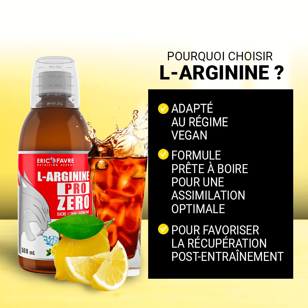 L-ARGININE PRO ZERO - L Arginine Musculation Vegan liquide 500 ml - L-Arginine 100% pure, efforts intenses et récupération - Laboratoire Français Eric Favre - Fruits Rouges