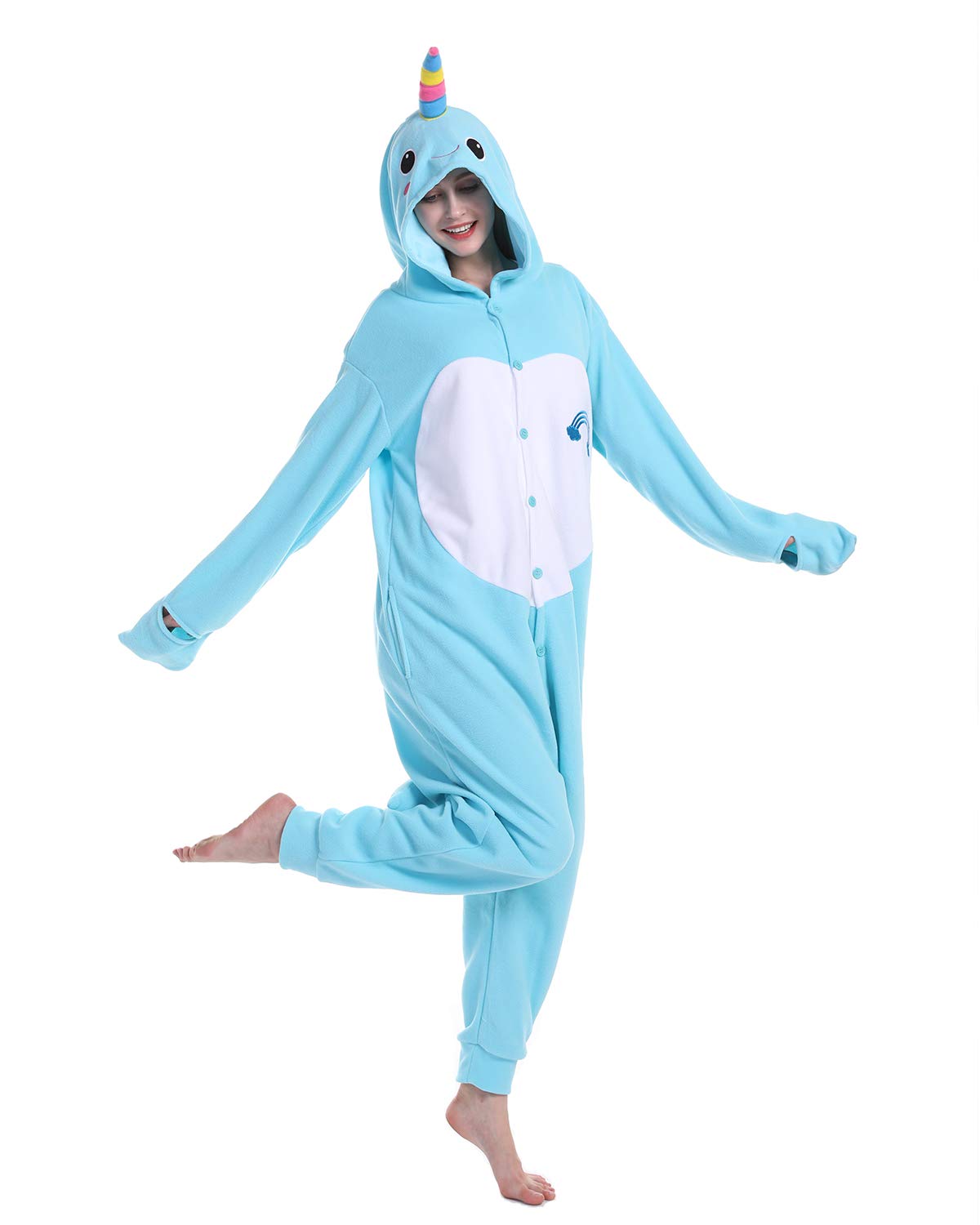 Animal Cosplay Costume Narwhal Unisex Adult Pajamas