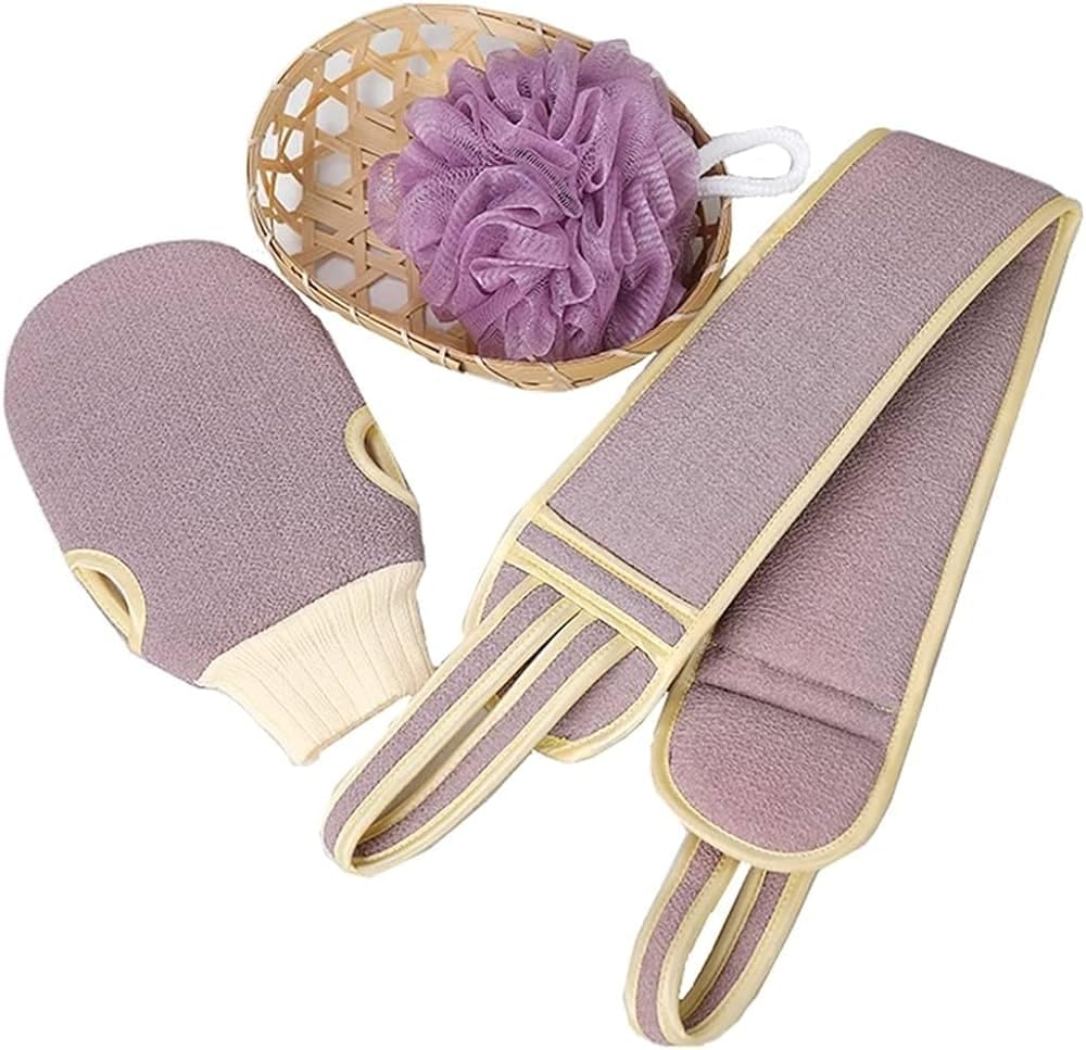 Caelavora Exfoliating Back Scrubber for Shower 3 Pcs Exfoliating Gloves Body Scrub Loofah Sponge Bath Back Brush Washer Deep Clean Shower Scrubber for Women and Men-image-33