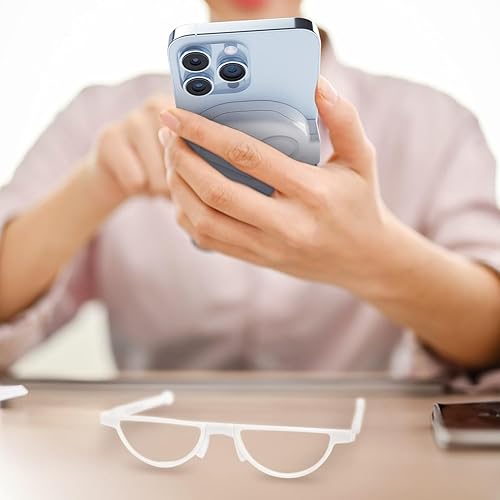Miniatura 5 de minrims Gafas de lectura plegables + funda MagSafe para iPhone  Gafas de lectura plegables para hombres y mujeres  Lente transparente