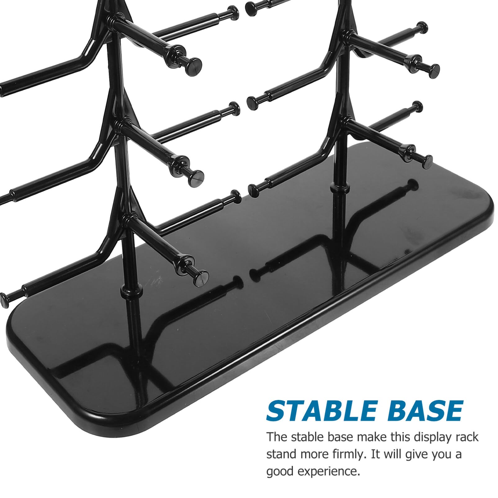 Luxshiny Espositore per Occhiali da Sole a 2 File da 10 Paia, Nero | Abs, Struttura Smontabile Base Stabile, Organizer Compatto per Vacanze Estive, Display da Banco
