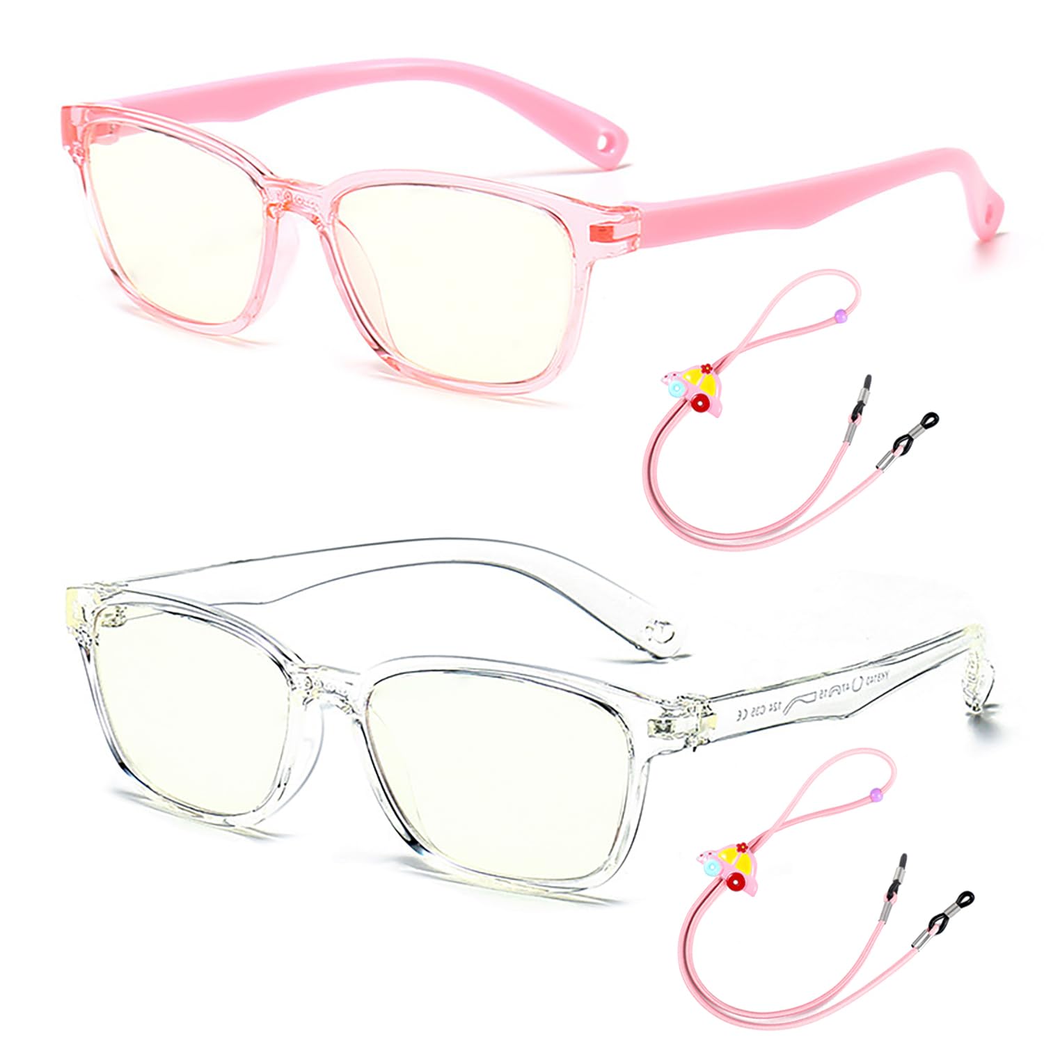 ROCF ROSSINI 2 Pack Kids Blue Light Blocking Glasses Flexible UV400 Eyewear for Teen Boys Girls Computer Gaming Eyeglasses Age 4-10 (Pink + Transparent) (B0CH52XSHR) Amazon Price History, Amazon Price Tracker