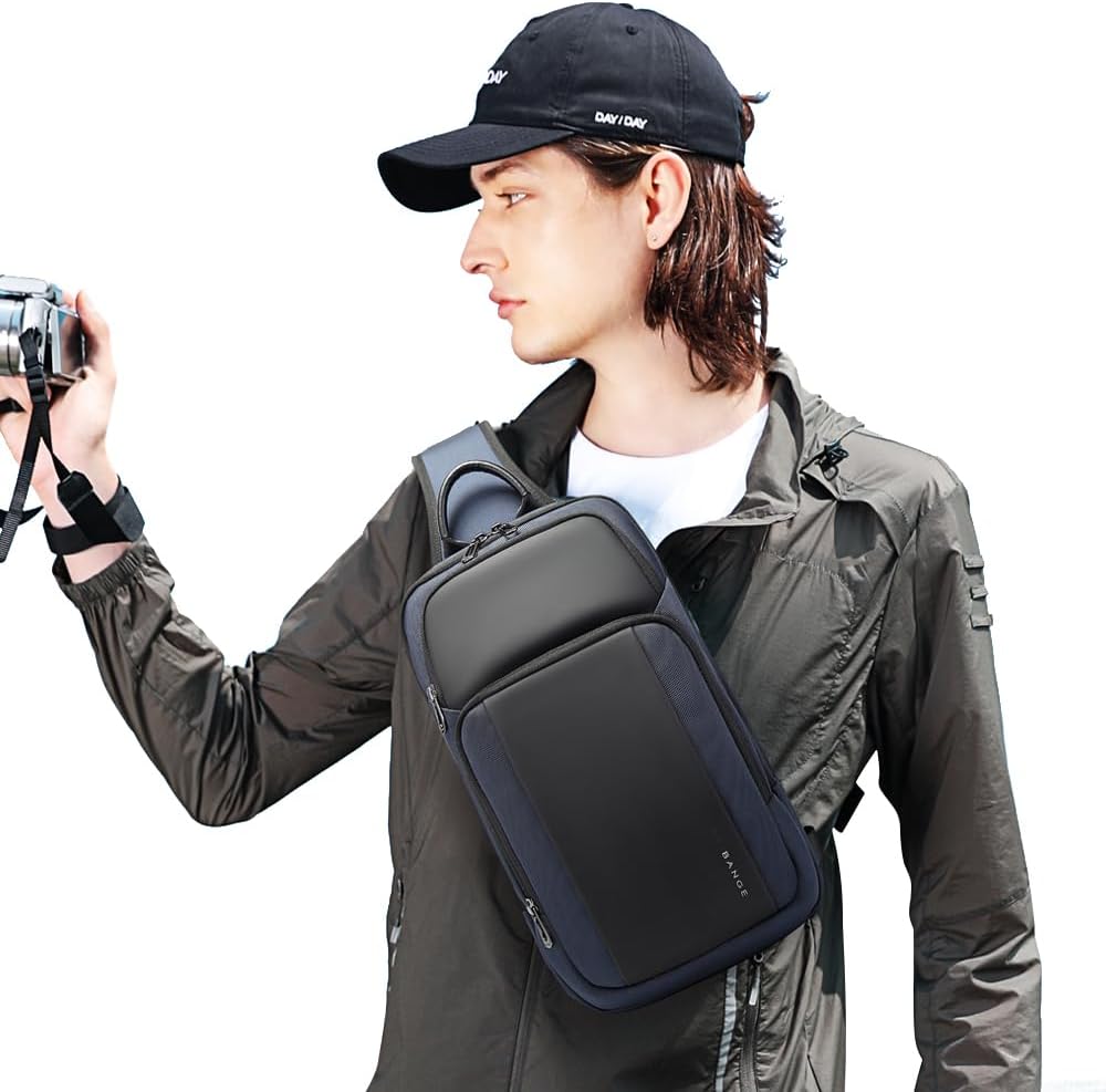 BANGE Mens Sling Bag, Large Shoulder Bag for Men Waterproof, Crossbody Bag Men with Separated Pad Compartment - Image 2
