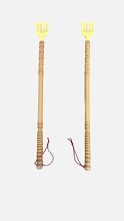 Crafts CollecTion Store Bamboo Wooden Back Scratcher/Back Itching Stick with Double ball Massager (18?Length Pack of 2)