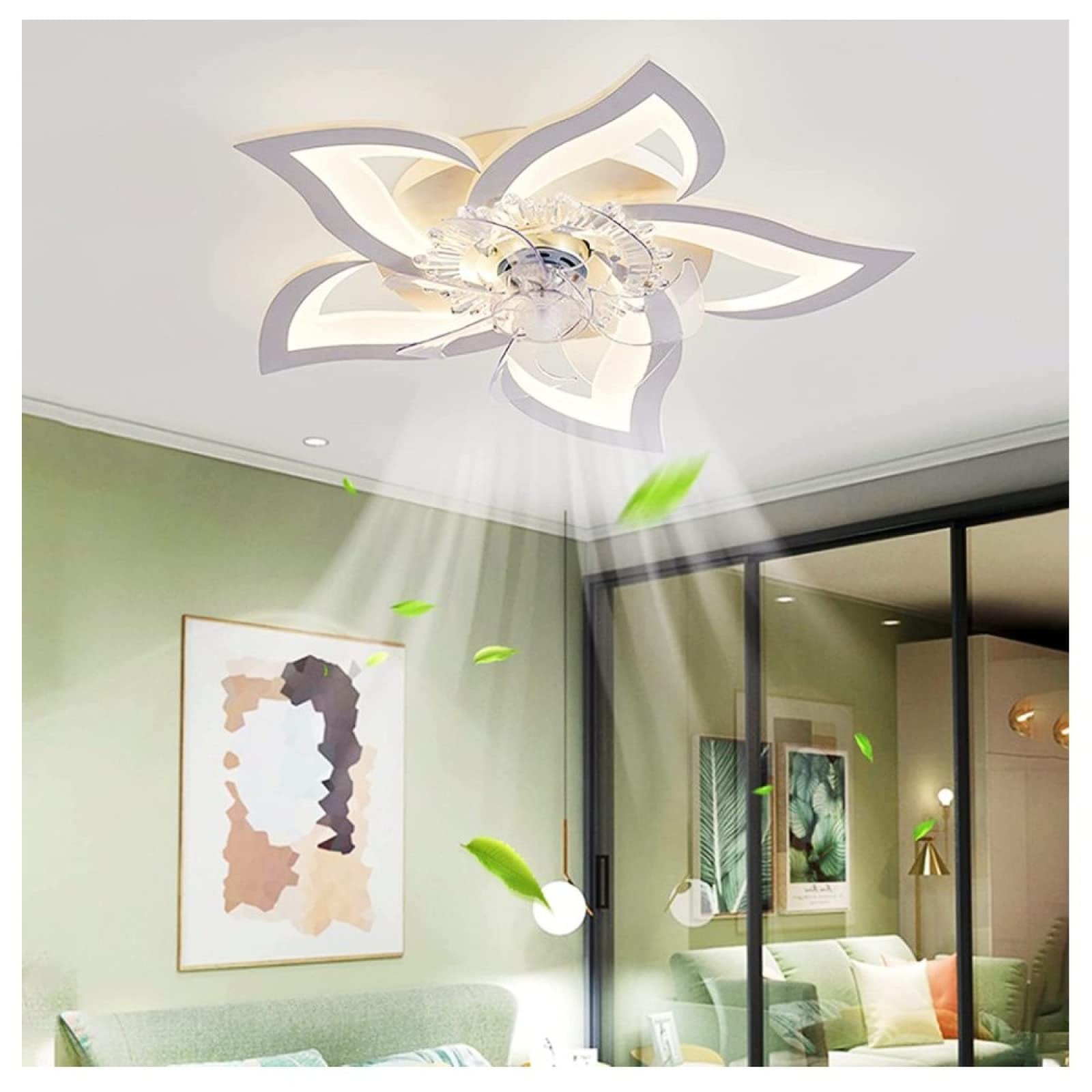 Girls Ceiling Fan - LED Ceiling Fan Lamp Flower Ceiling Fan 6 Wind SpeedsRemote Control Dimmable Timing Bedroom Ceiling Fan with Lights 50W 27.2in5in
