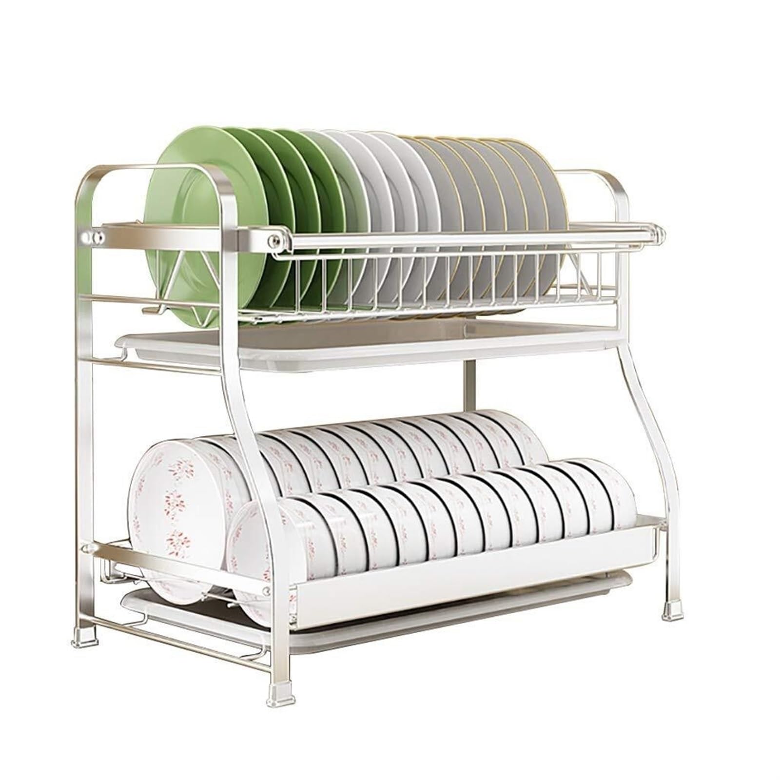 Geschirrabtropfg Abtropfgestell Abtropfgestell Mit 2 Ebenen, Platzsparend, Geschirrtrockner, Für Die Küchentheke Kompakt Geschirrablage(54 * 30 * 46cm)