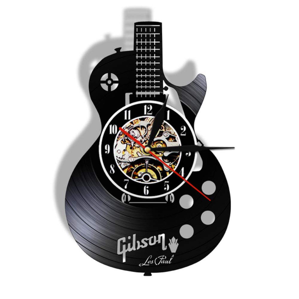 Horloge murale guitare acoustique vinyle cadeau musical rock n roll
