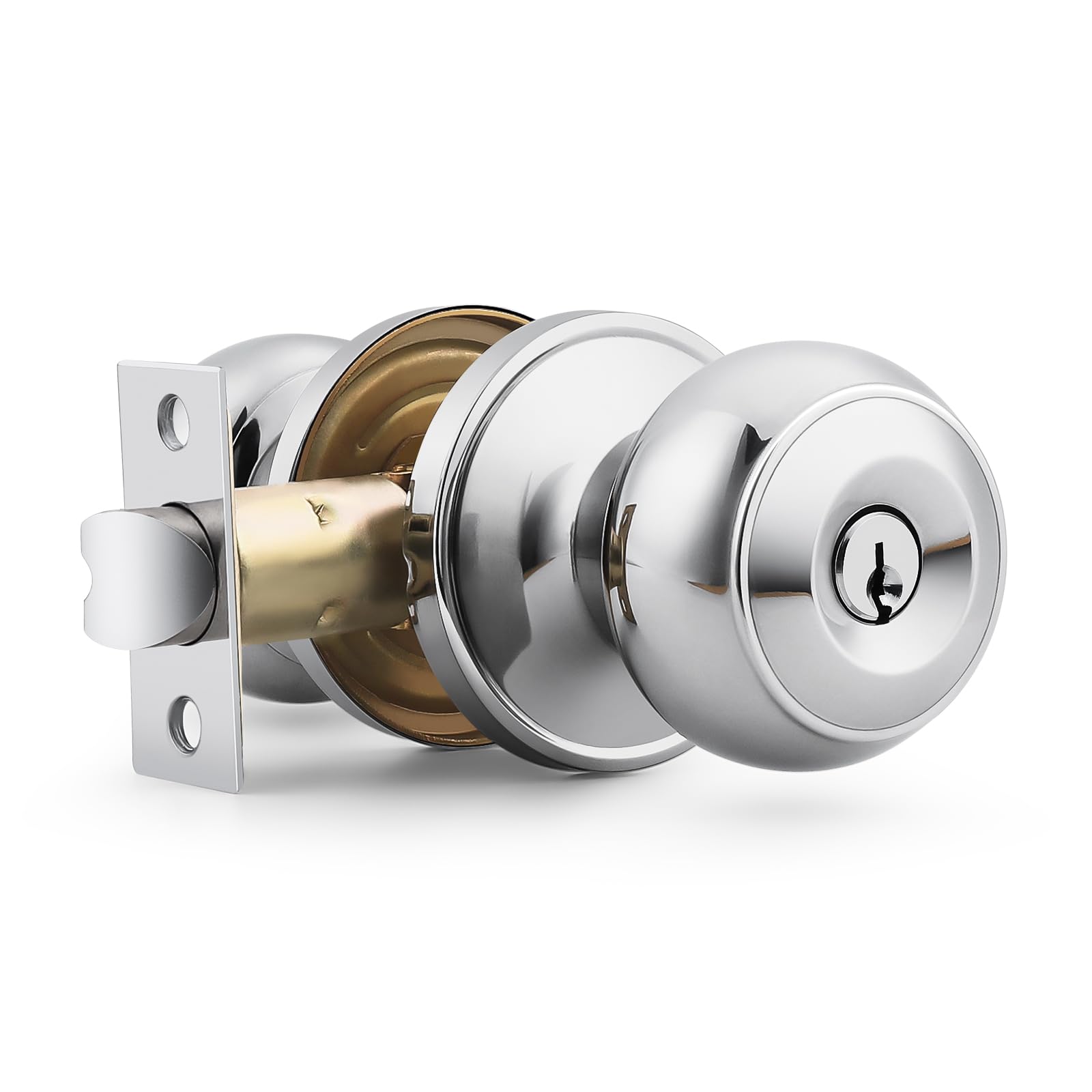 Polished Brass Door Knobs - Keyed Entry Locks -11