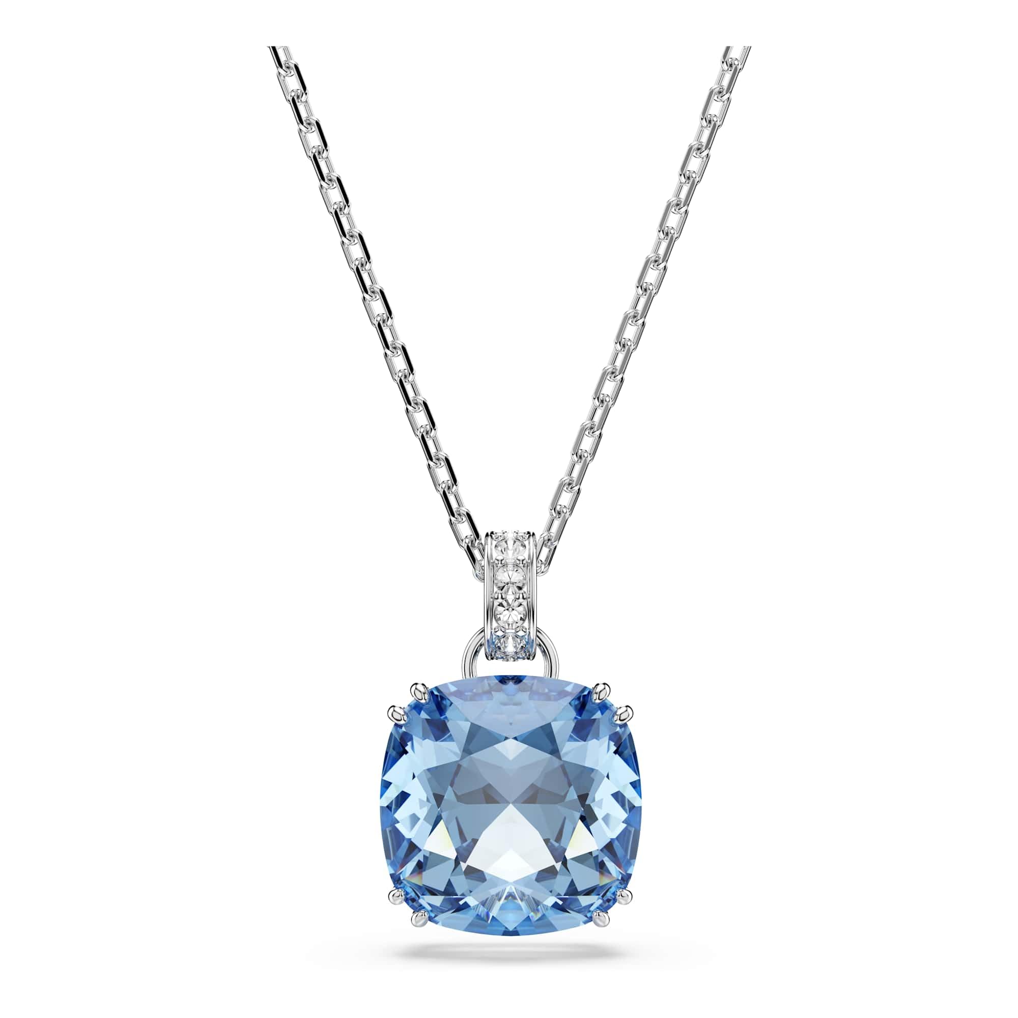 Swarovski Millenia Pendant, Cushion Cut, Blue, Rhodium Plated