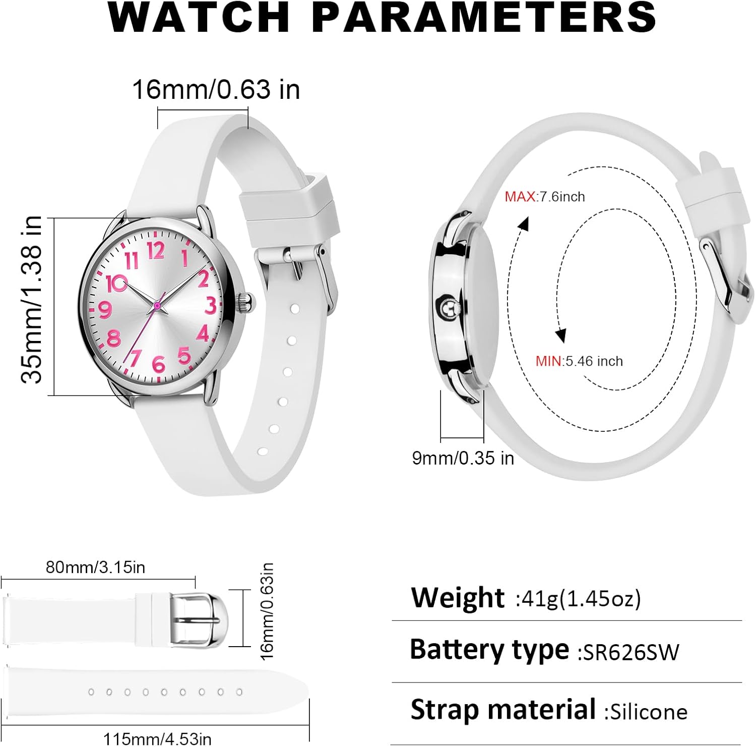 Bisley Watch for Women Numeral Dial Easy to Read Silicone Strap Fit for All Wrist Waterproof Fasion Watch Gift for Her - Image 3